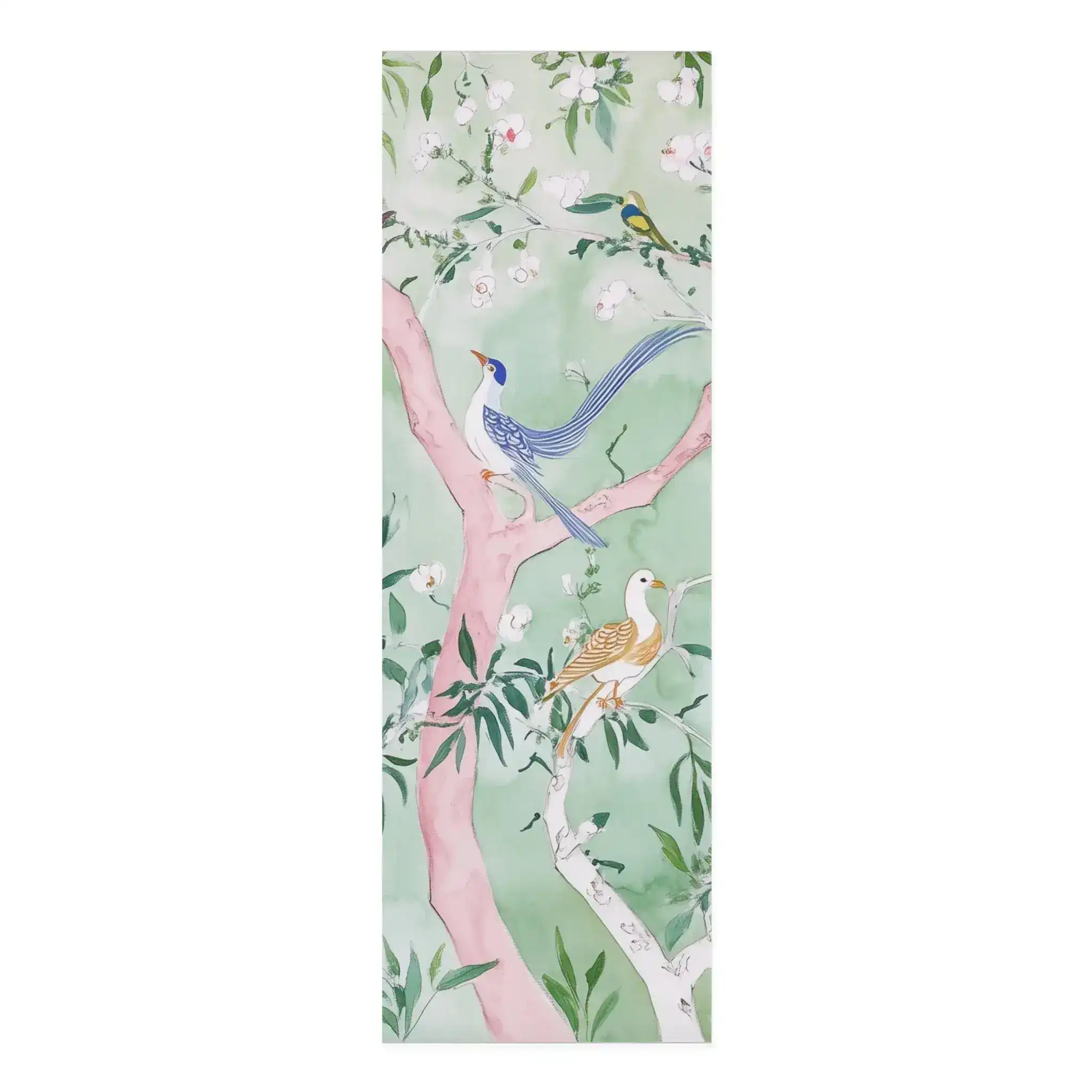 Colorful Birds on Floral Branches Yoga Mat