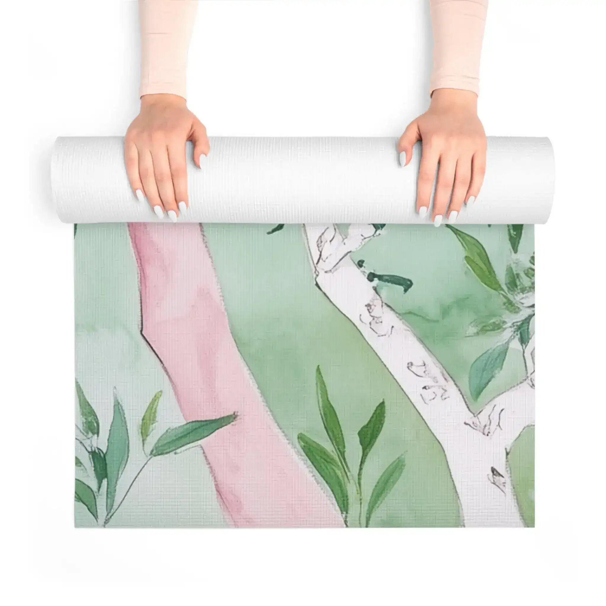 Colorful Birds on Floral Branches Yoga Mat - Image 2