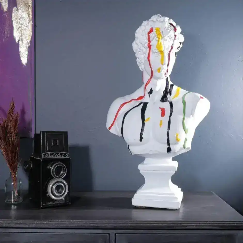 Colorful Dripping Michelangelo David Bust Sculpture - Image 2