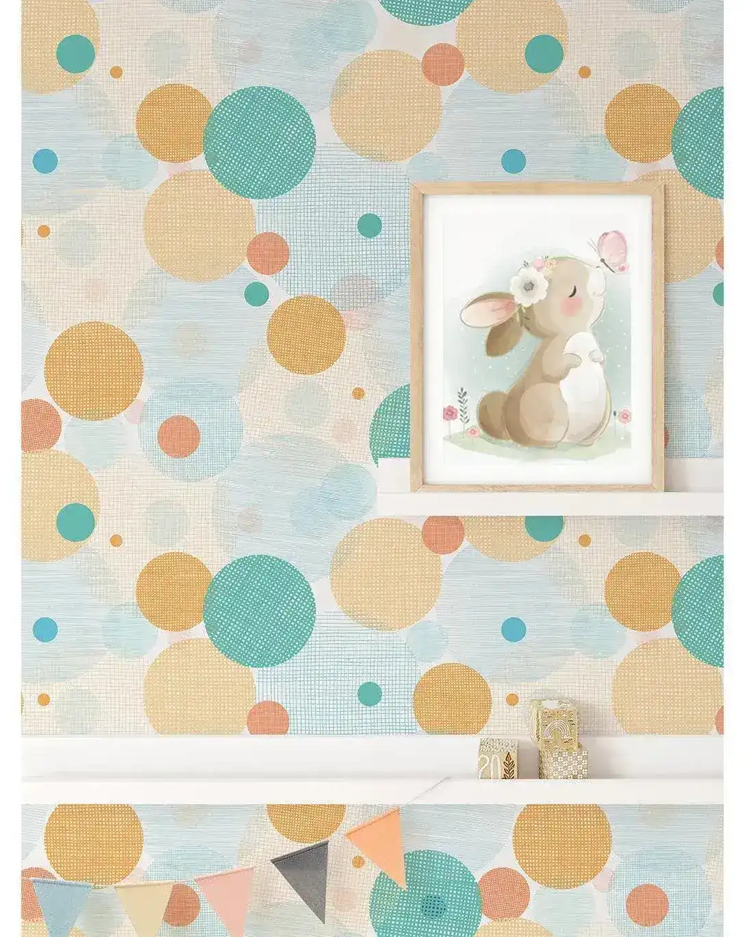 Colorful Fabric Print Circles Removable Wallpaper - Image 3