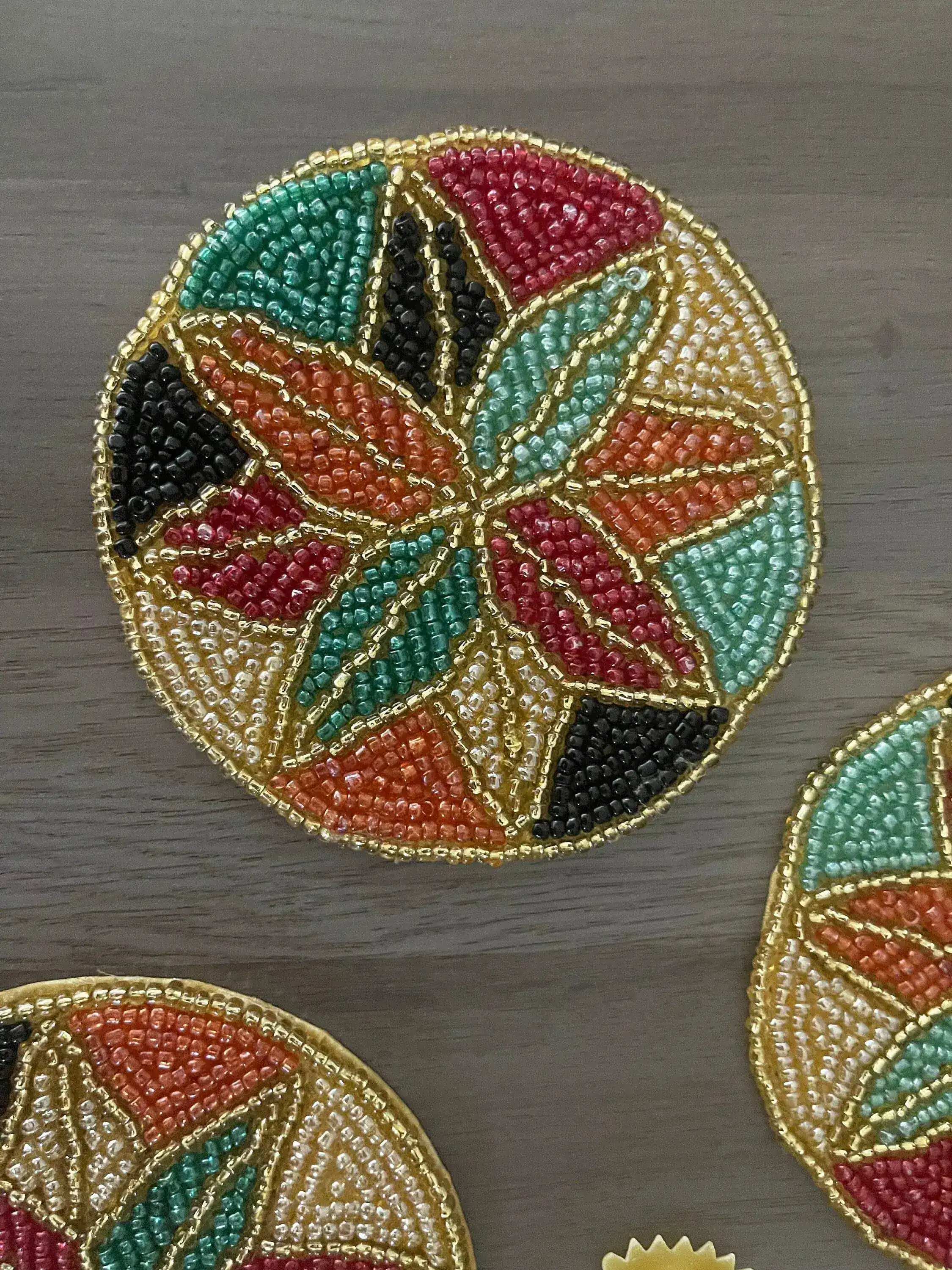 Colorful Floral Round Beaded Coaster Set of 6 - Image 8
