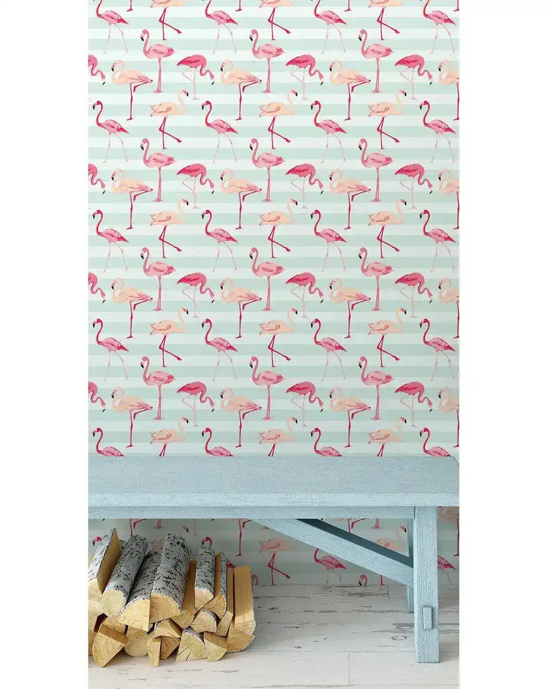 Colorful Tropical Pink Flamingos Removable Wallpaper - Image 3