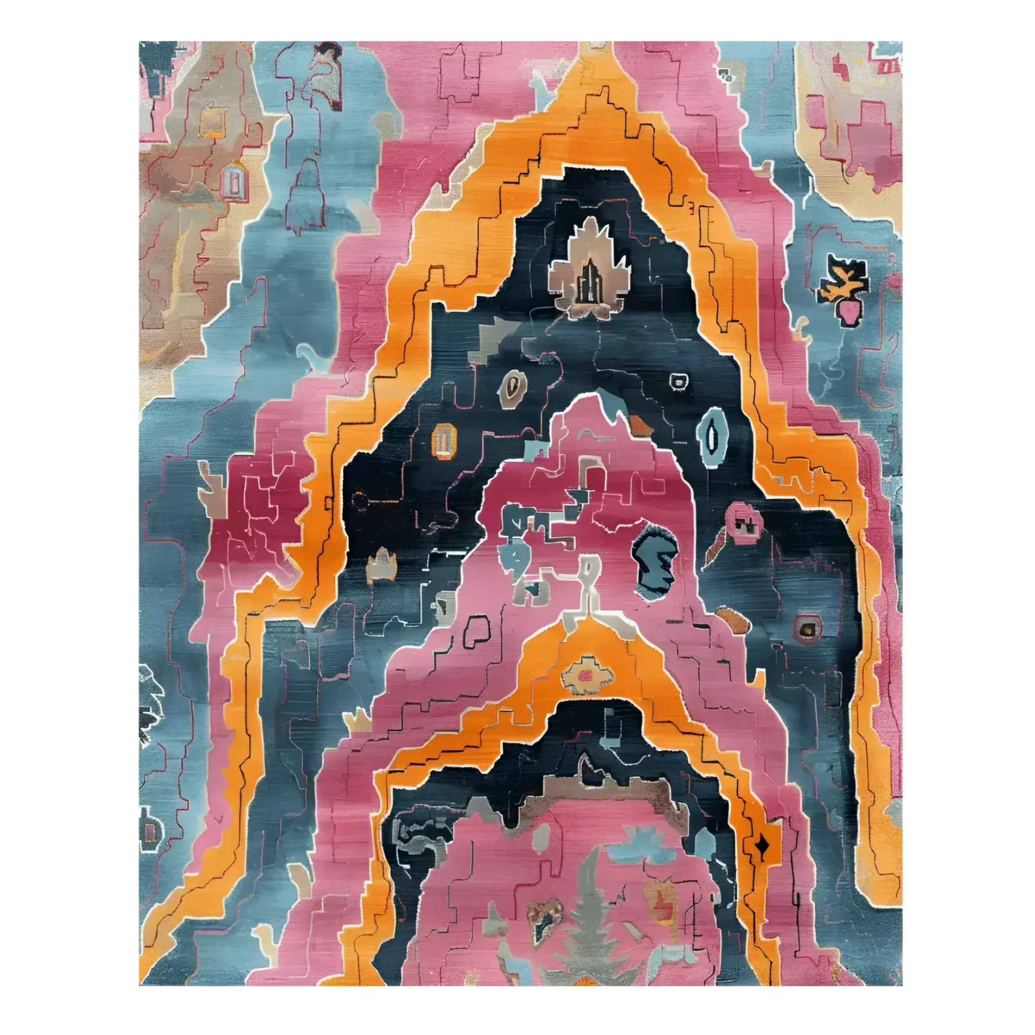 Contemporary Prismatic Peaks Hand Knotted Rug