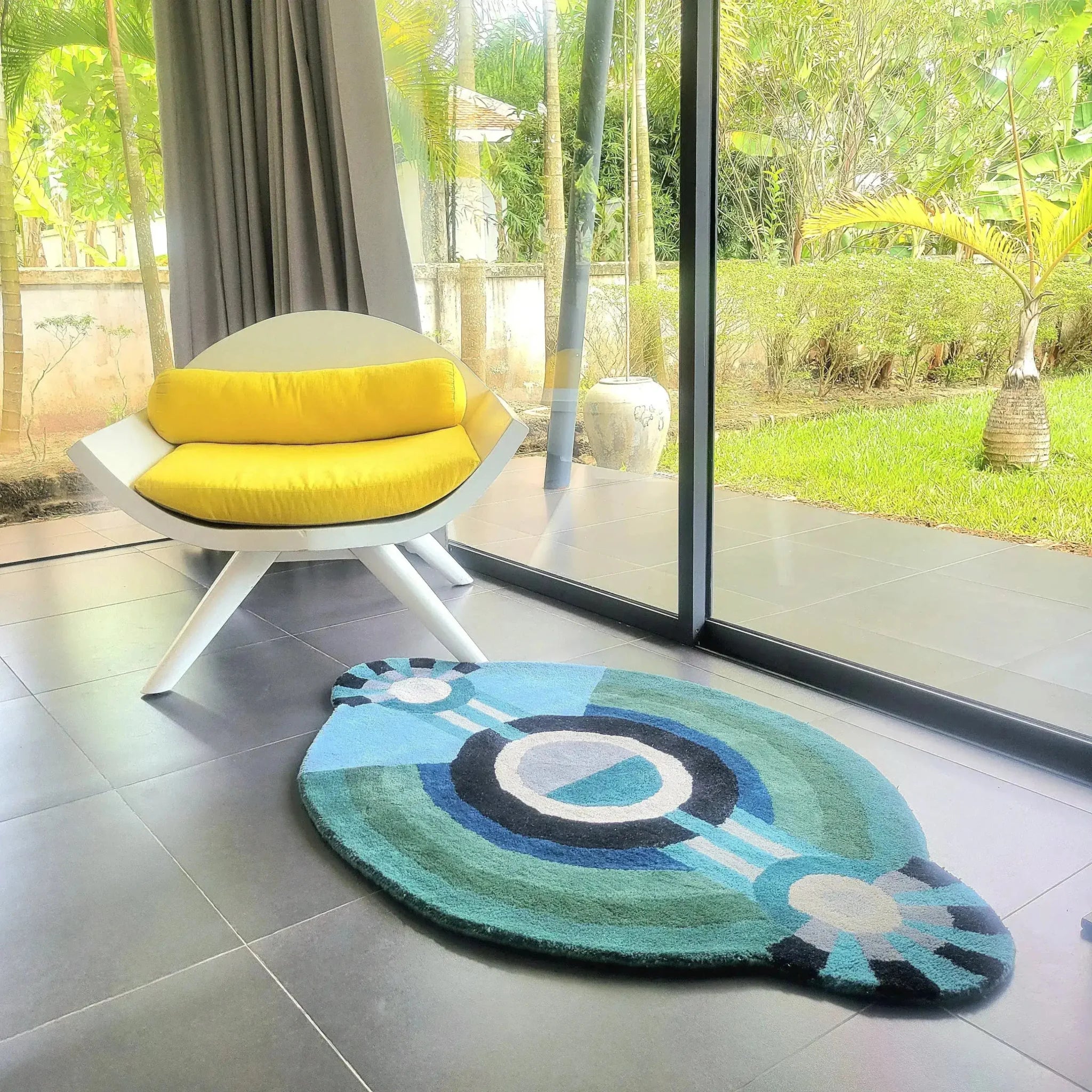 Contemporary Round Evil Eye Hand Tufted Wool Rug - Image 4