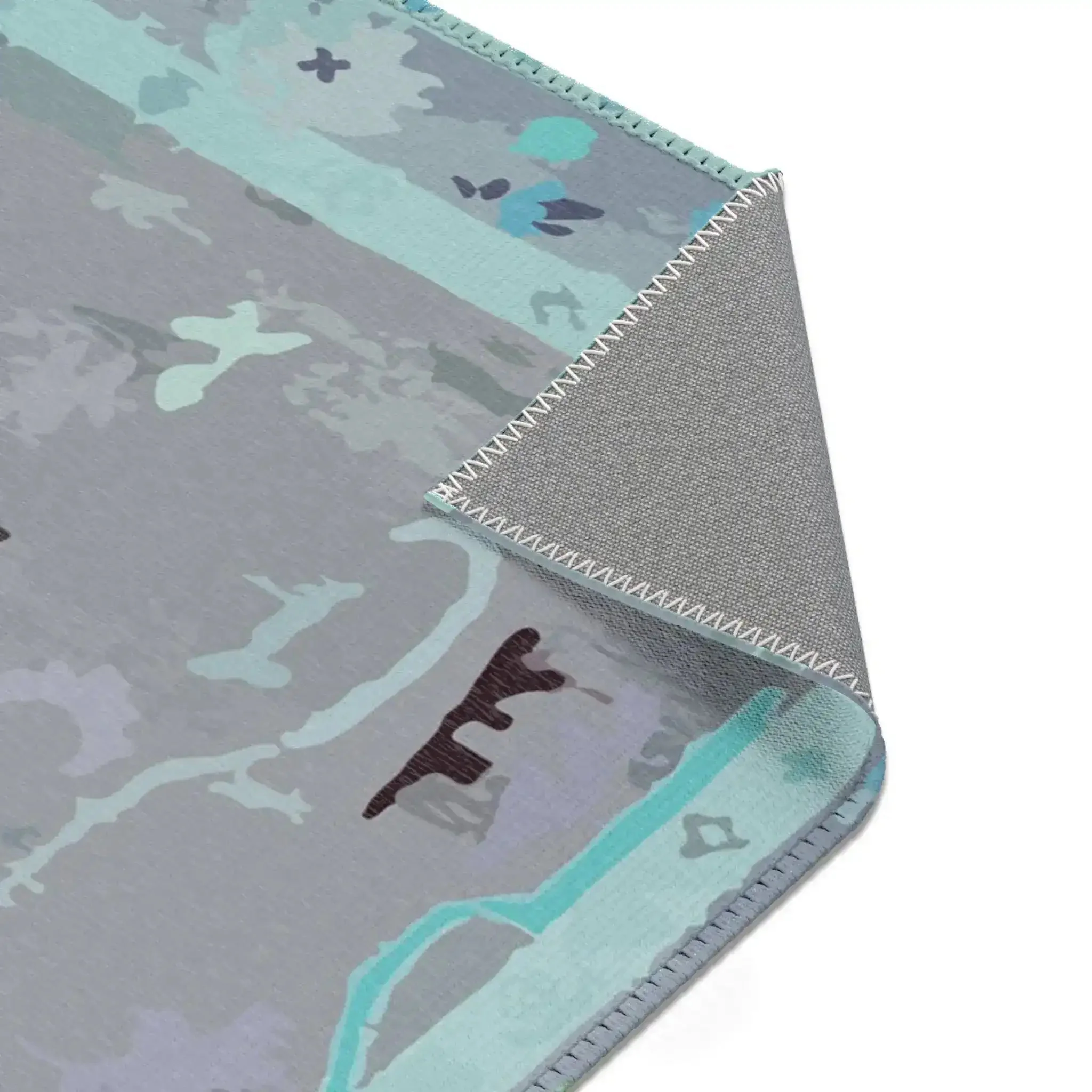 Cool Grey Abstract Tribal Accent Rug - Image 5