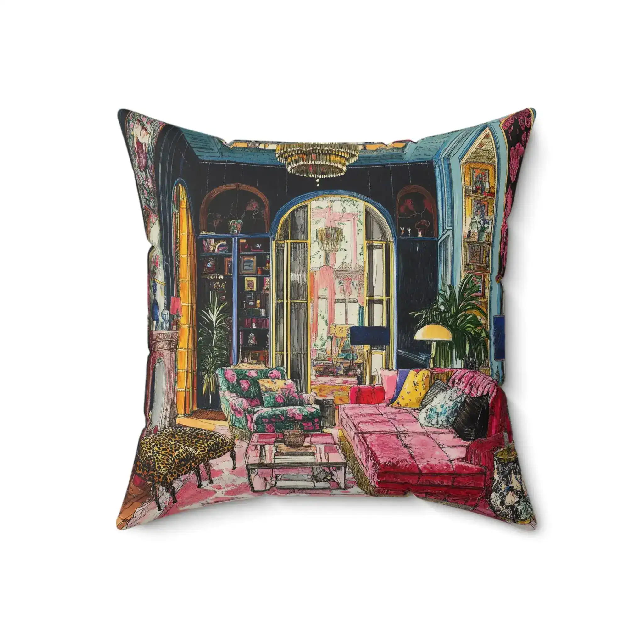 Blush Drama Abstract Throw Pillow - Image 3