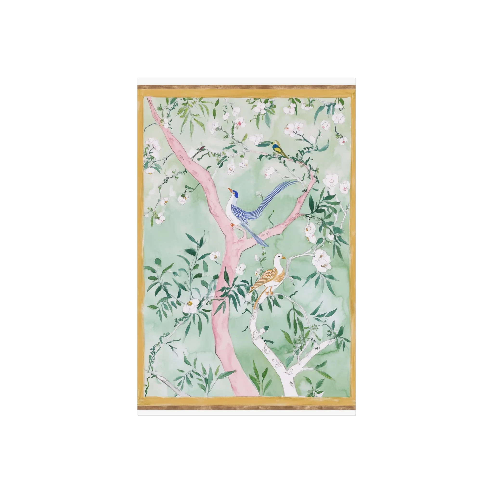 Green Chinoiserie Birds and Floral Scene Fine Art Poster - Image 12