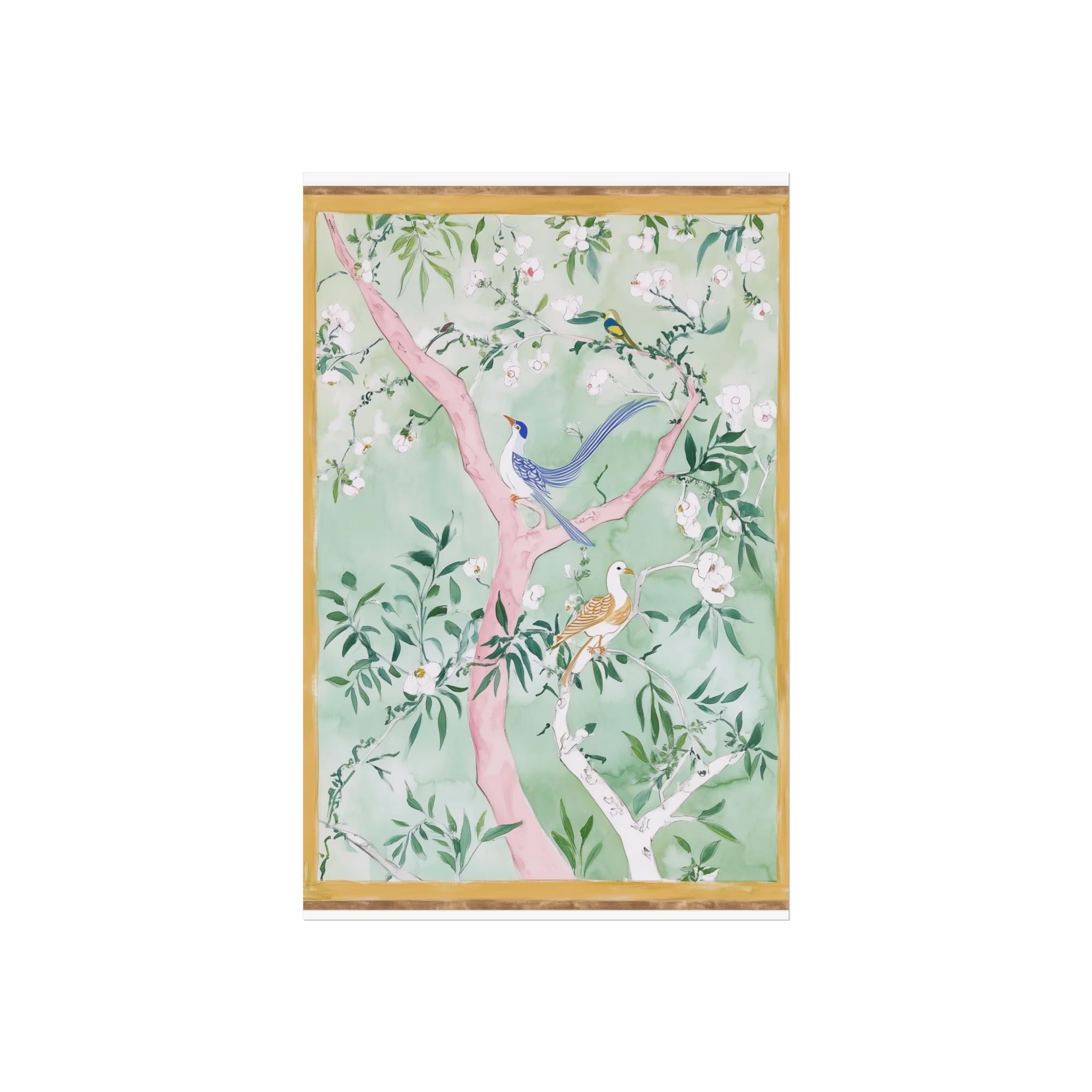 Green Chinoiserie Birds and Floral Scene Fine Art Poster - Image 15