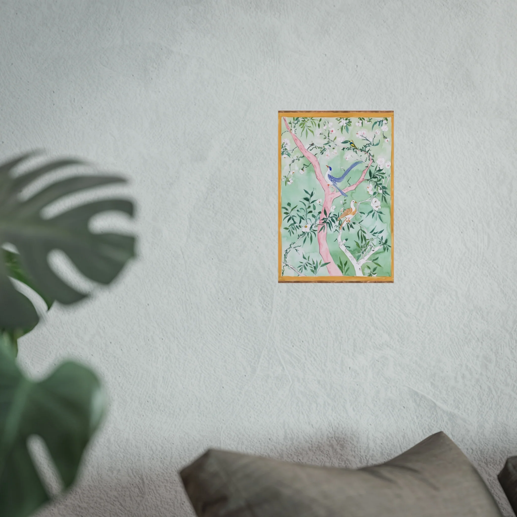 Green Chinoiserie Birds and Floral Scene Fine Art Poster - Image 19