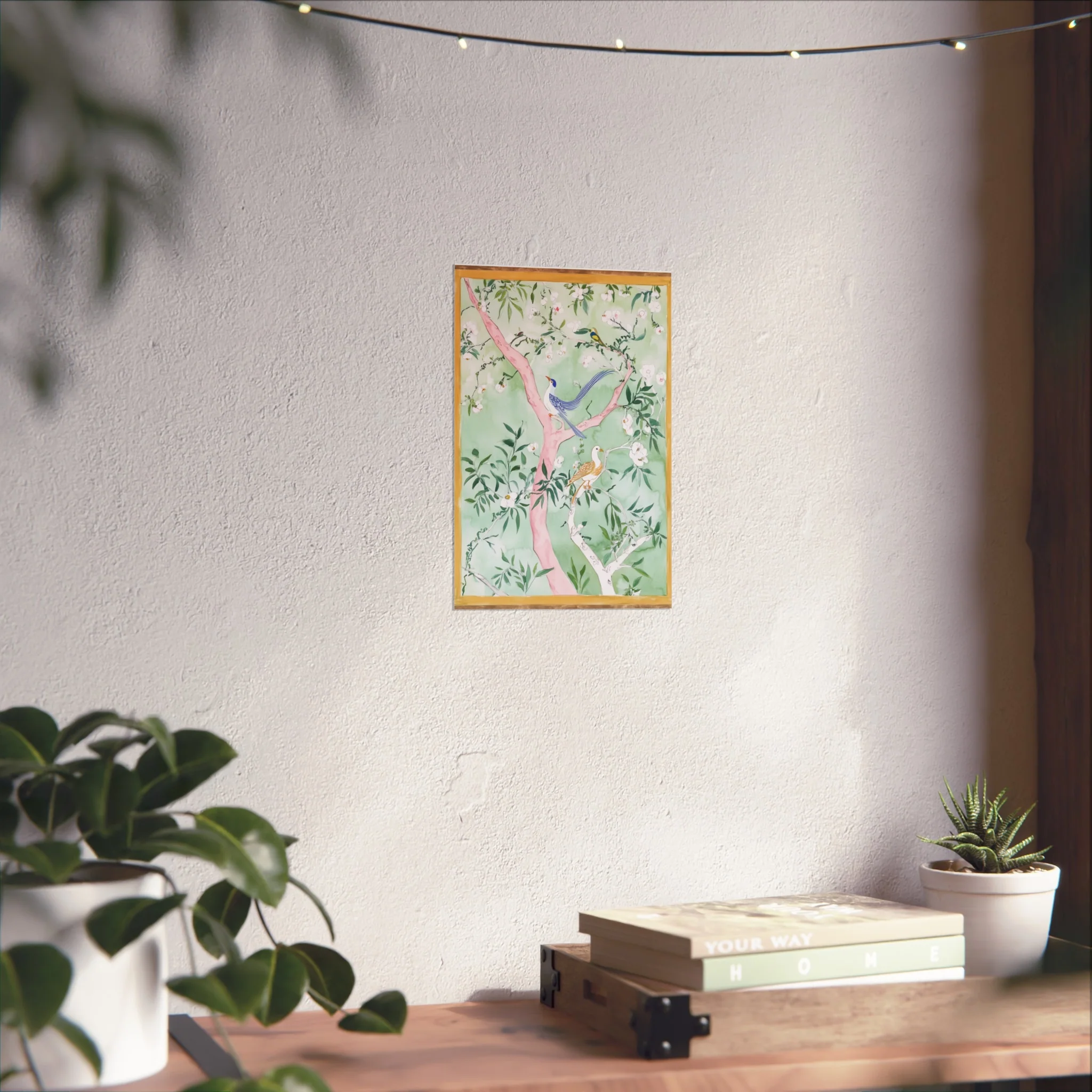 Green Chinoiserie Birds and Floral Scene Fine Art Poster - Image 20