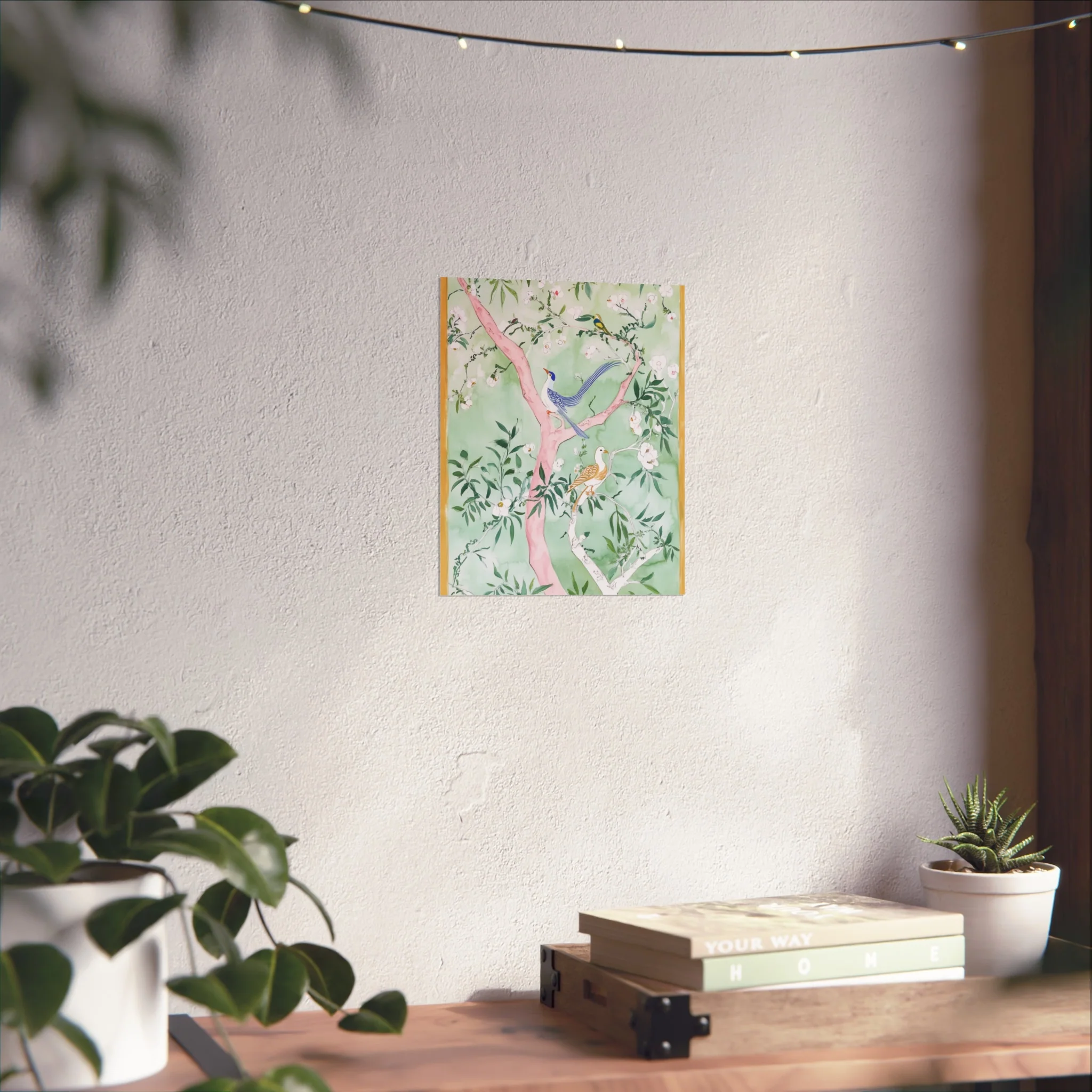Green Chinoiserie Birds and Floral Scene Fine Art Poster - Image 22