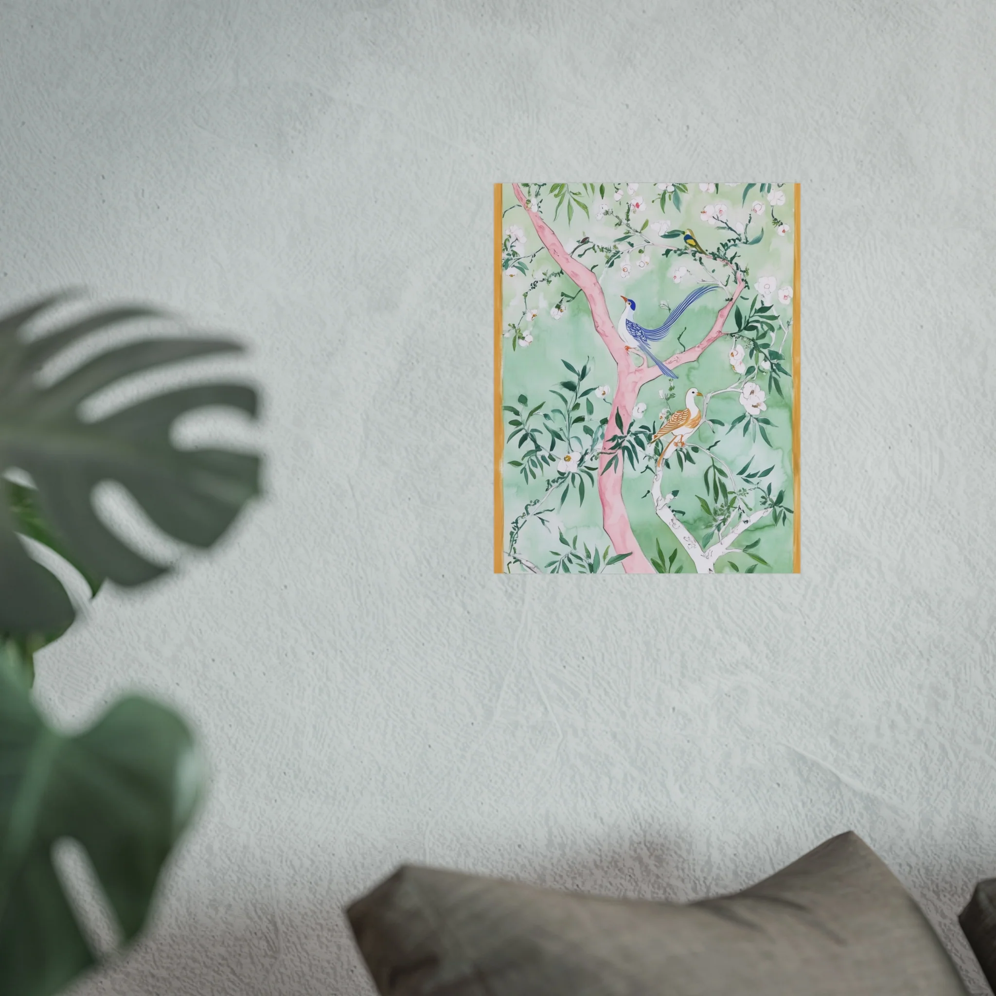 Green Chinoiserie Birds and Floral Scene Fine Art Poster - Image 23