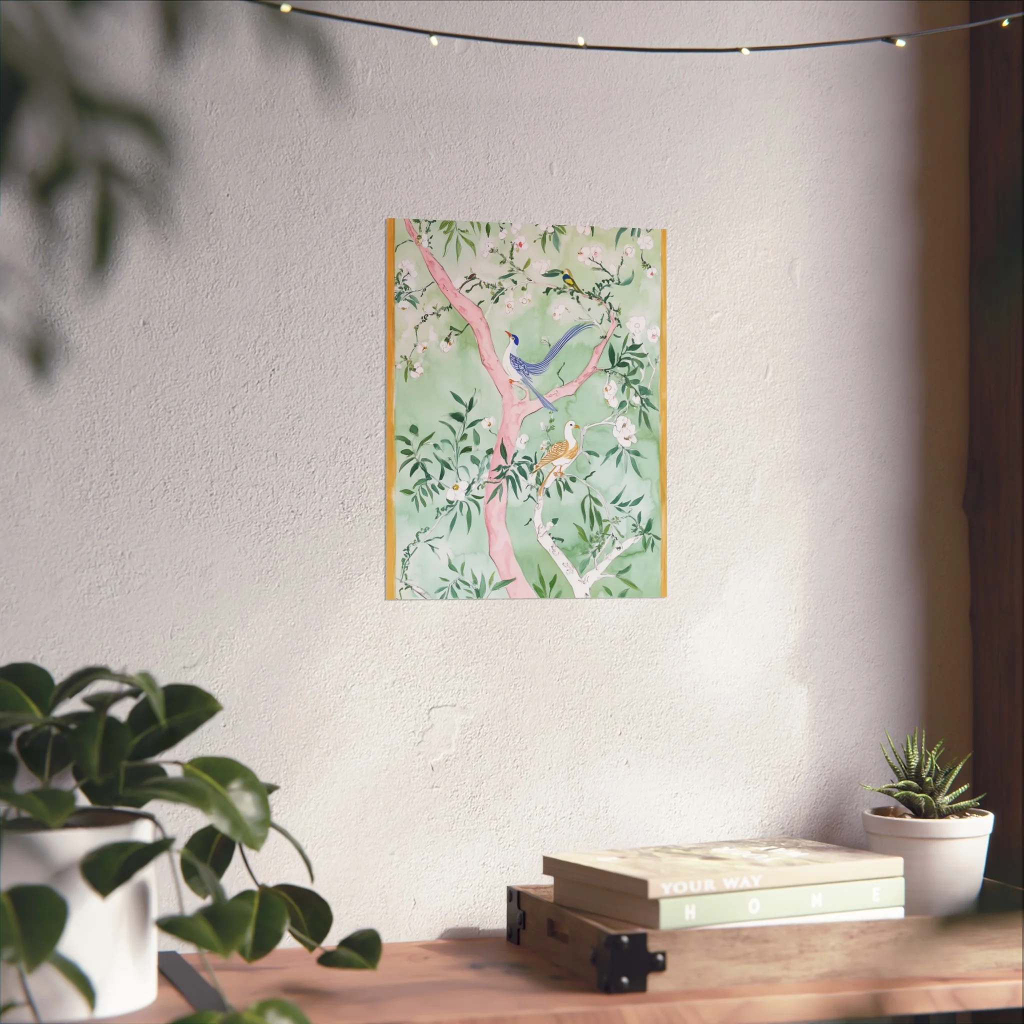 Green Chinoiserie Birds and Floral Scene Fine Art Poster - Image 24