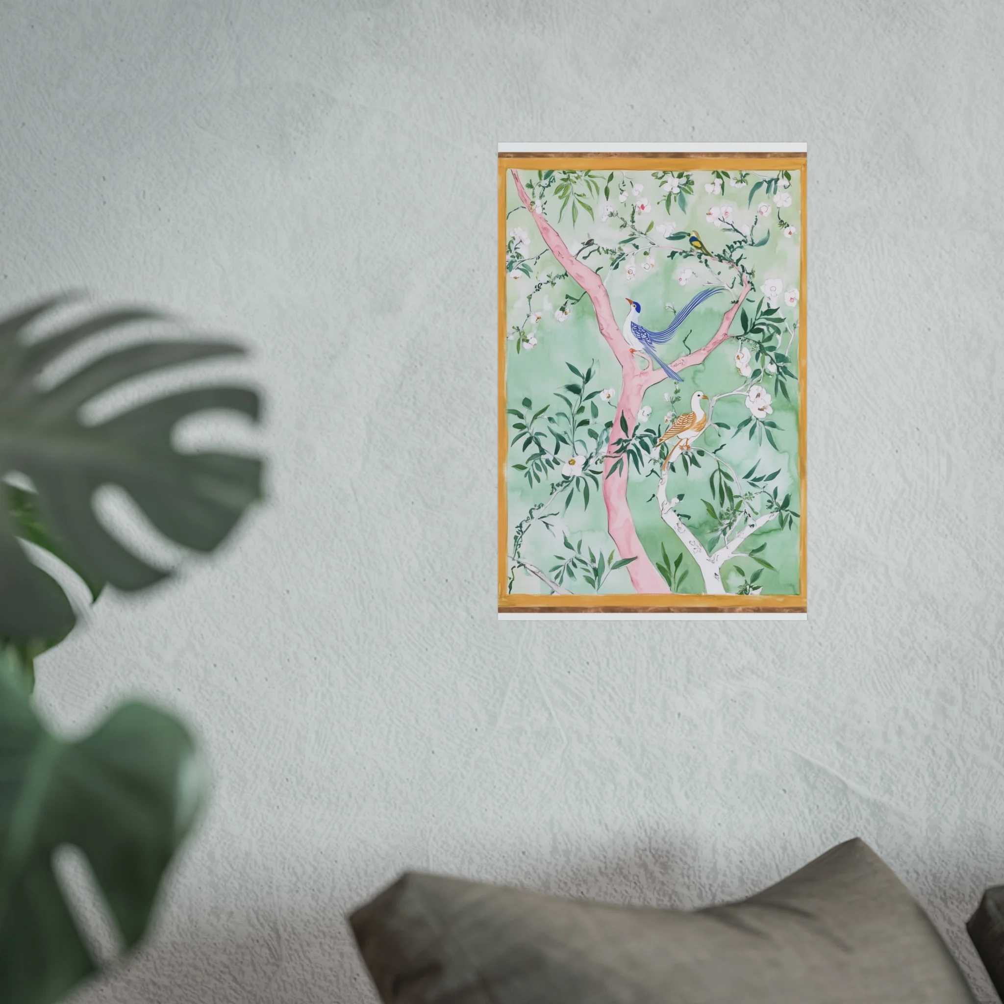 Green Chinoiserie Birds and Floral Scene Fine Art Poster - Image 25