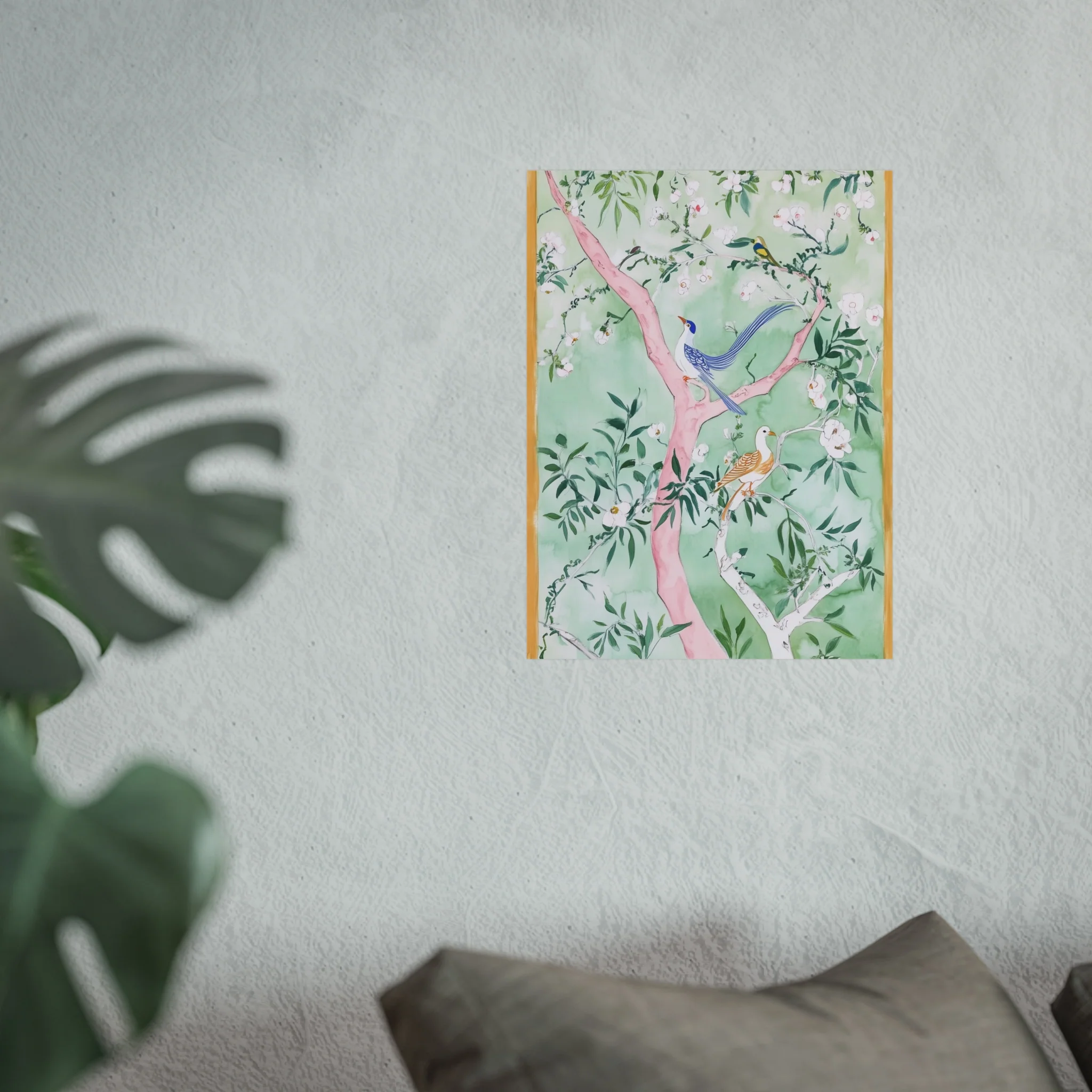 Green Chinoiserie Birds and Floral Scene Fine Art Poster - Image 27