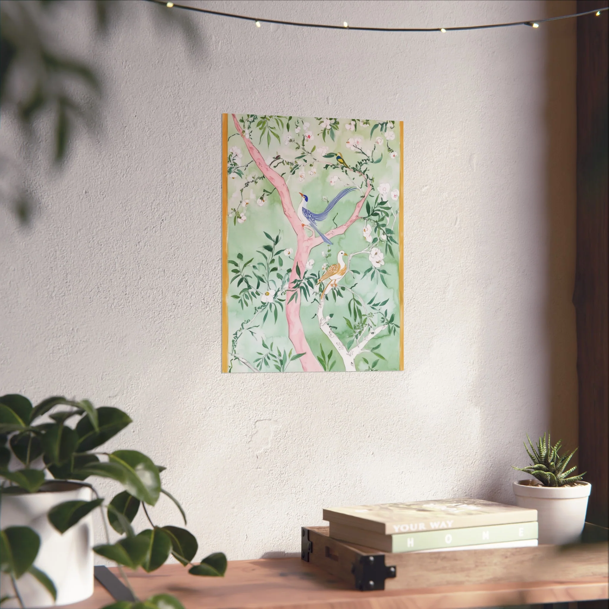 Green Chinoiserie Birds and Floral Scene Fine Art Poster - Image 28