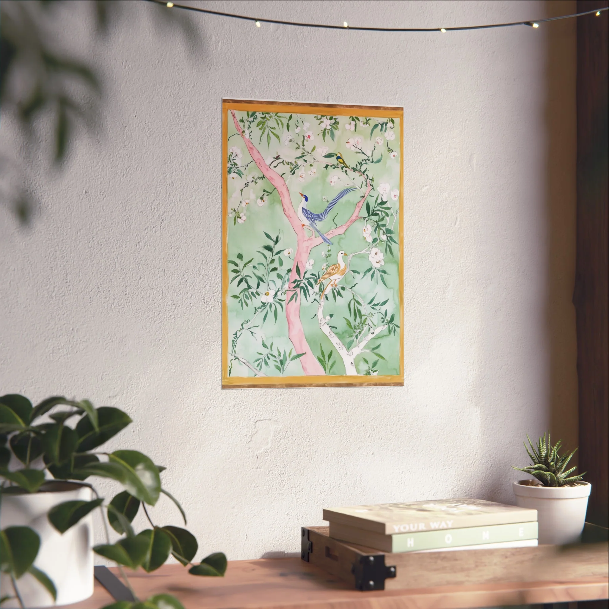 Green Chinoiserie Birds and Floral Scene Fine Art Poster - Image 30