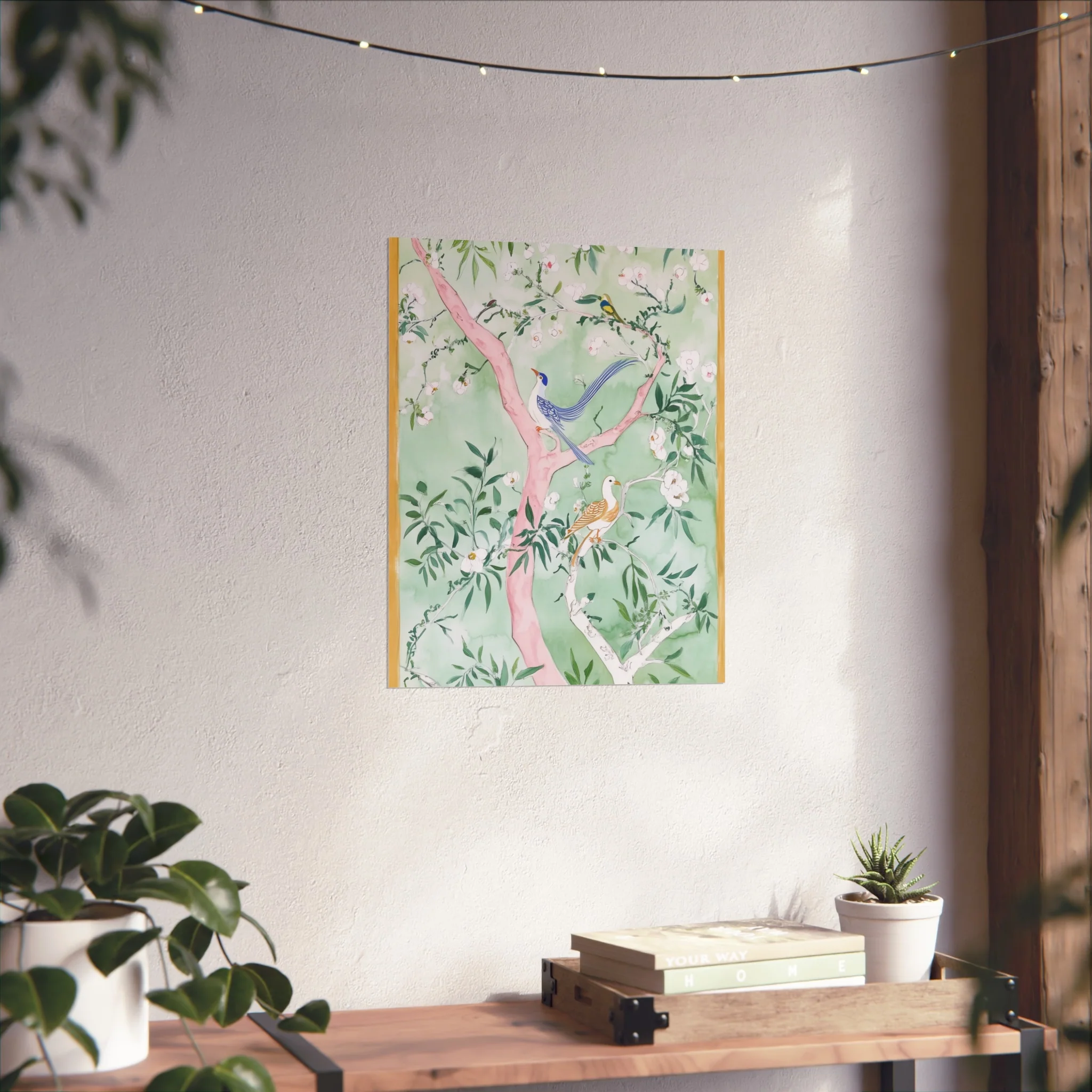 Green Chinoiserie Birds and Floral Scene Fine Art Poster - Image 32