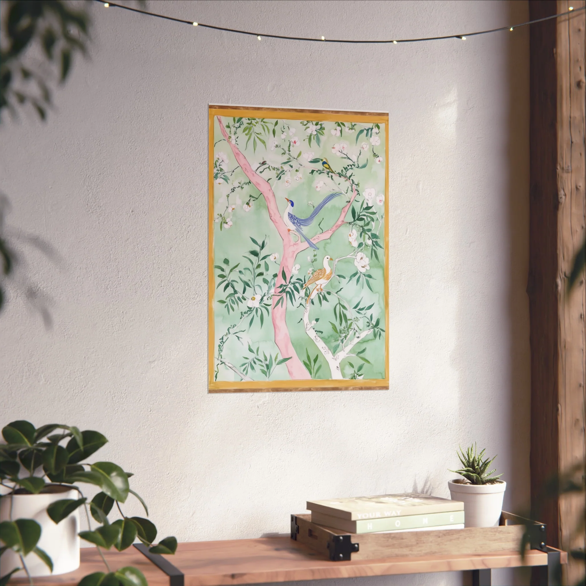Green Chinoiserie Birds and Floral Scene Fine Art Poster - Image 34
