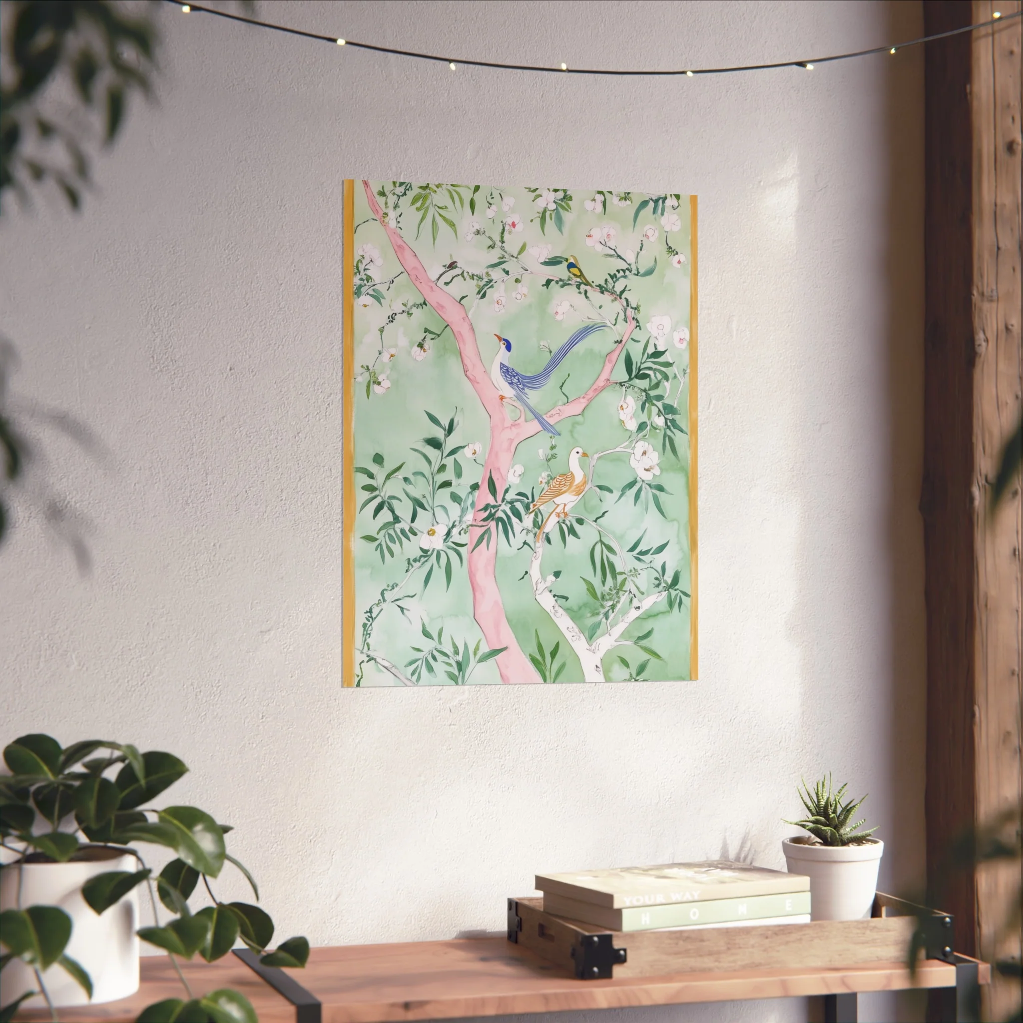 Green Chinoiserie Birds and Floral Scene Fine Art Poster - Image 36