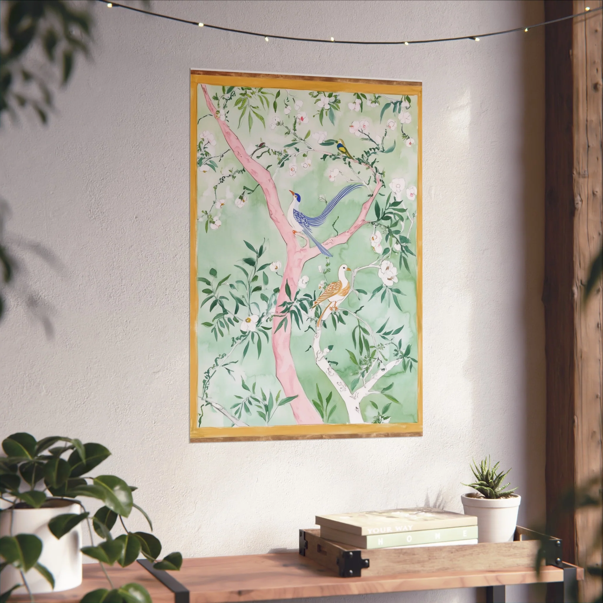 Green Chinoiserie Birds and Floral Scene Fine Art Poster - Image 38
