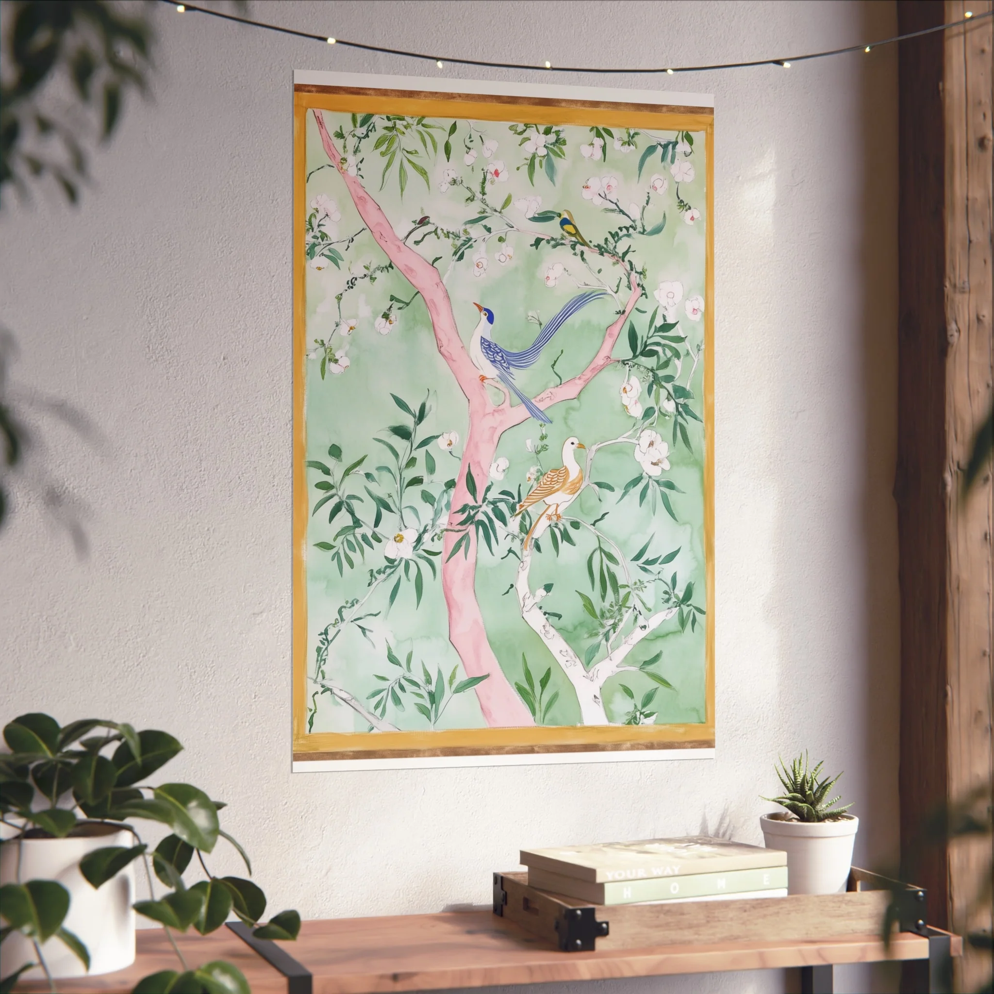 Green Chinoiserie Birds and Floral Scene Fine Art Poster - Image 40