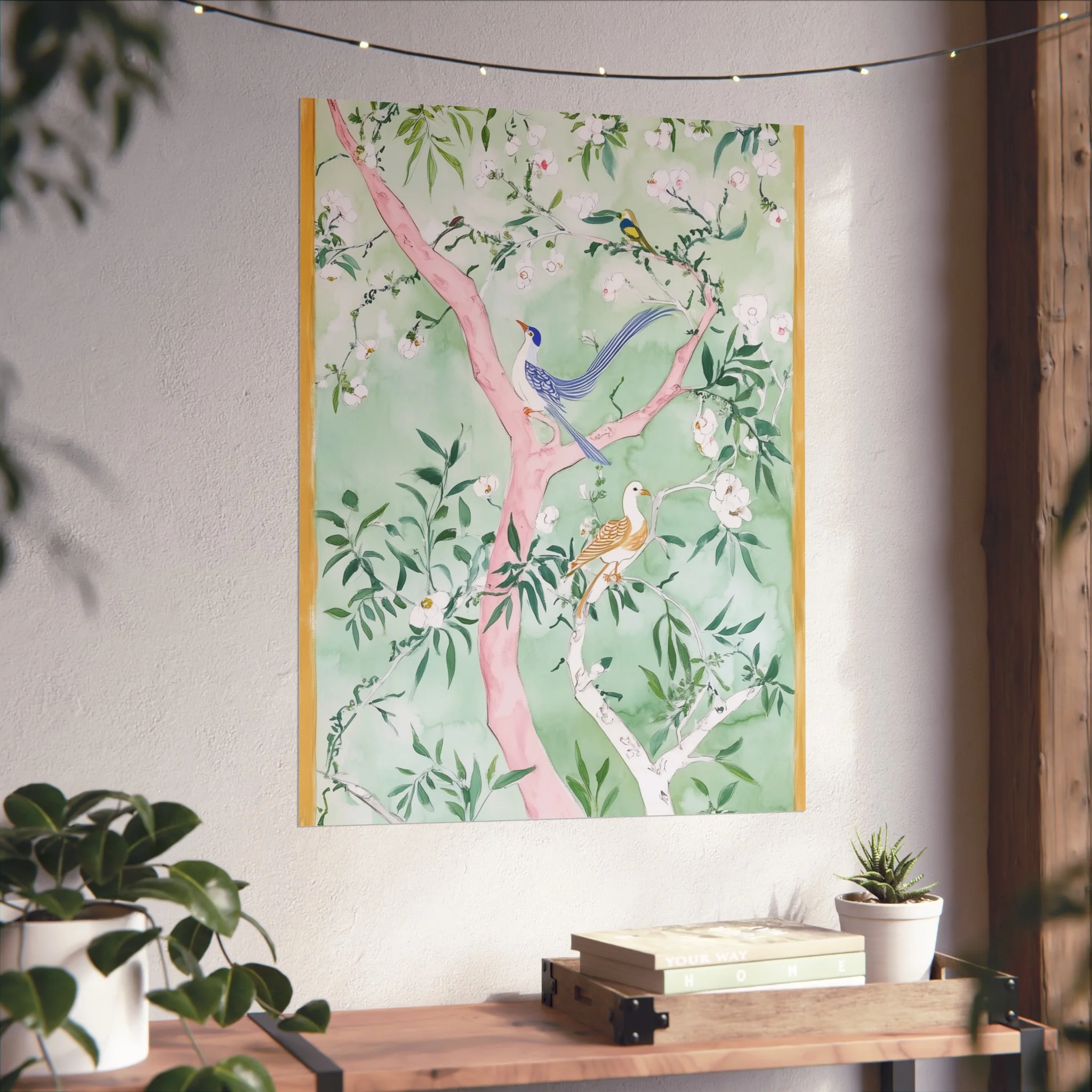 Green Chinoiserie Birds and Floral Scene Fine Art Poster - Image 42