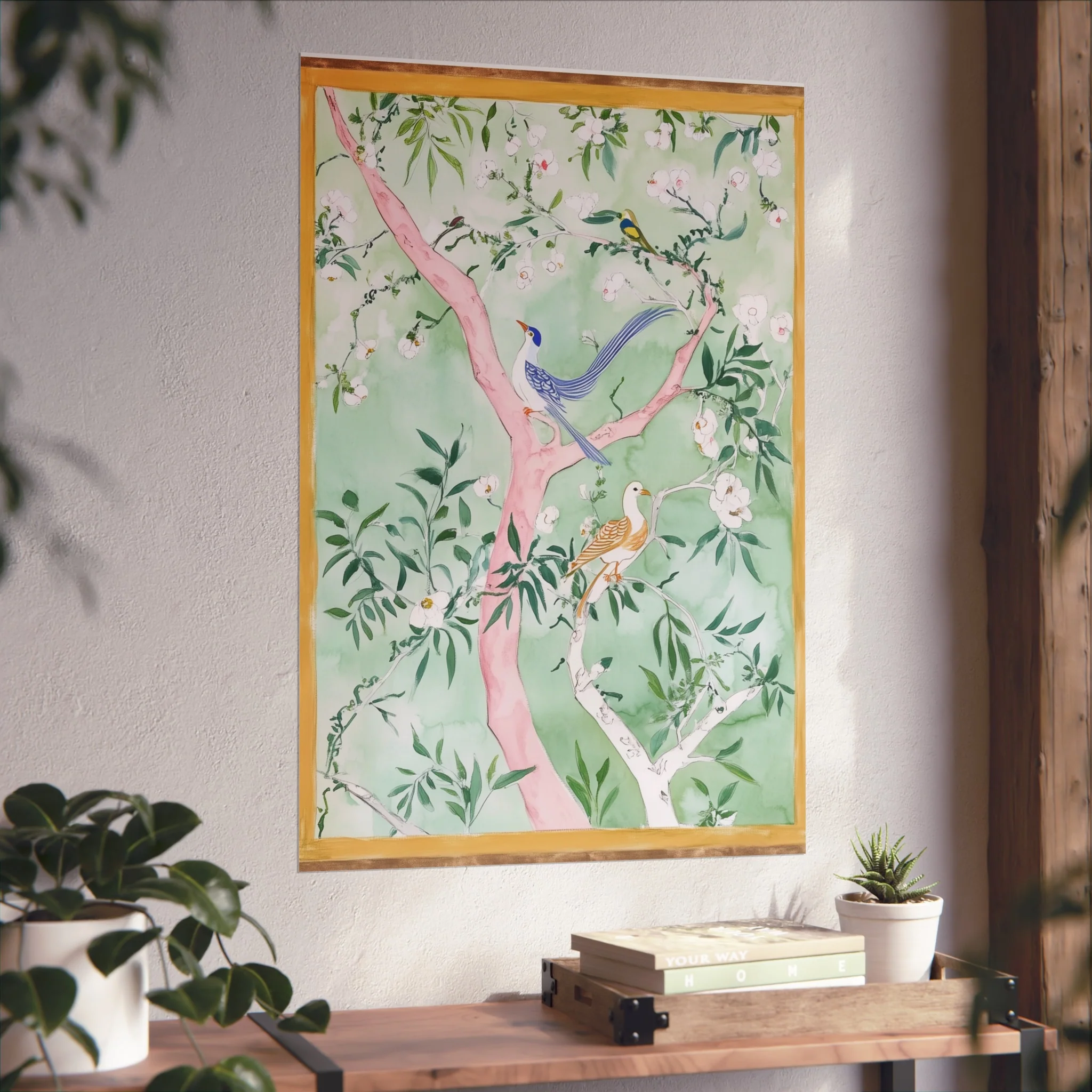 Green Chinoiserie Birds and Floral Scene Fine Art Poster - Image 44