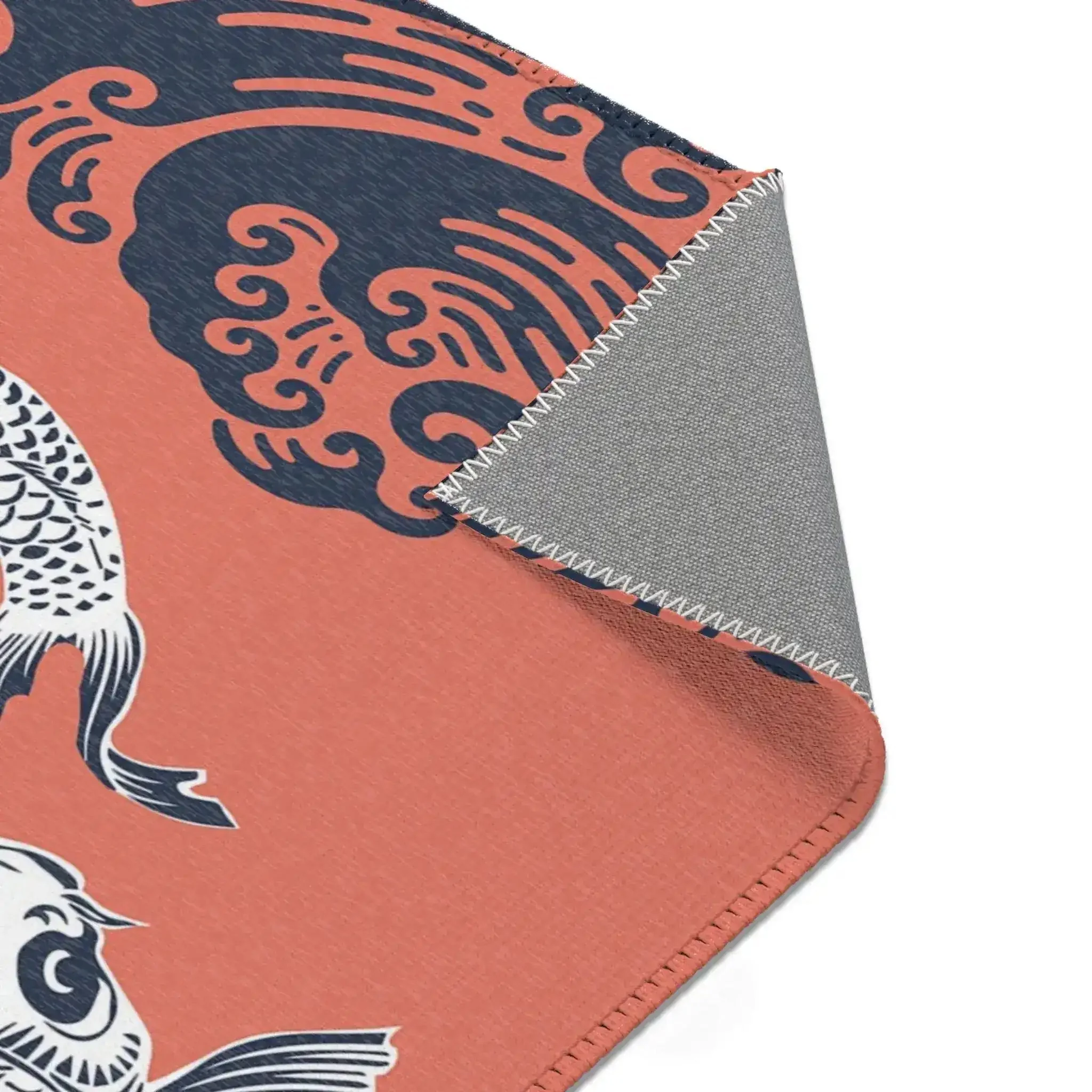 Coral & Navy Koi Wave Accent Rug - Image 5