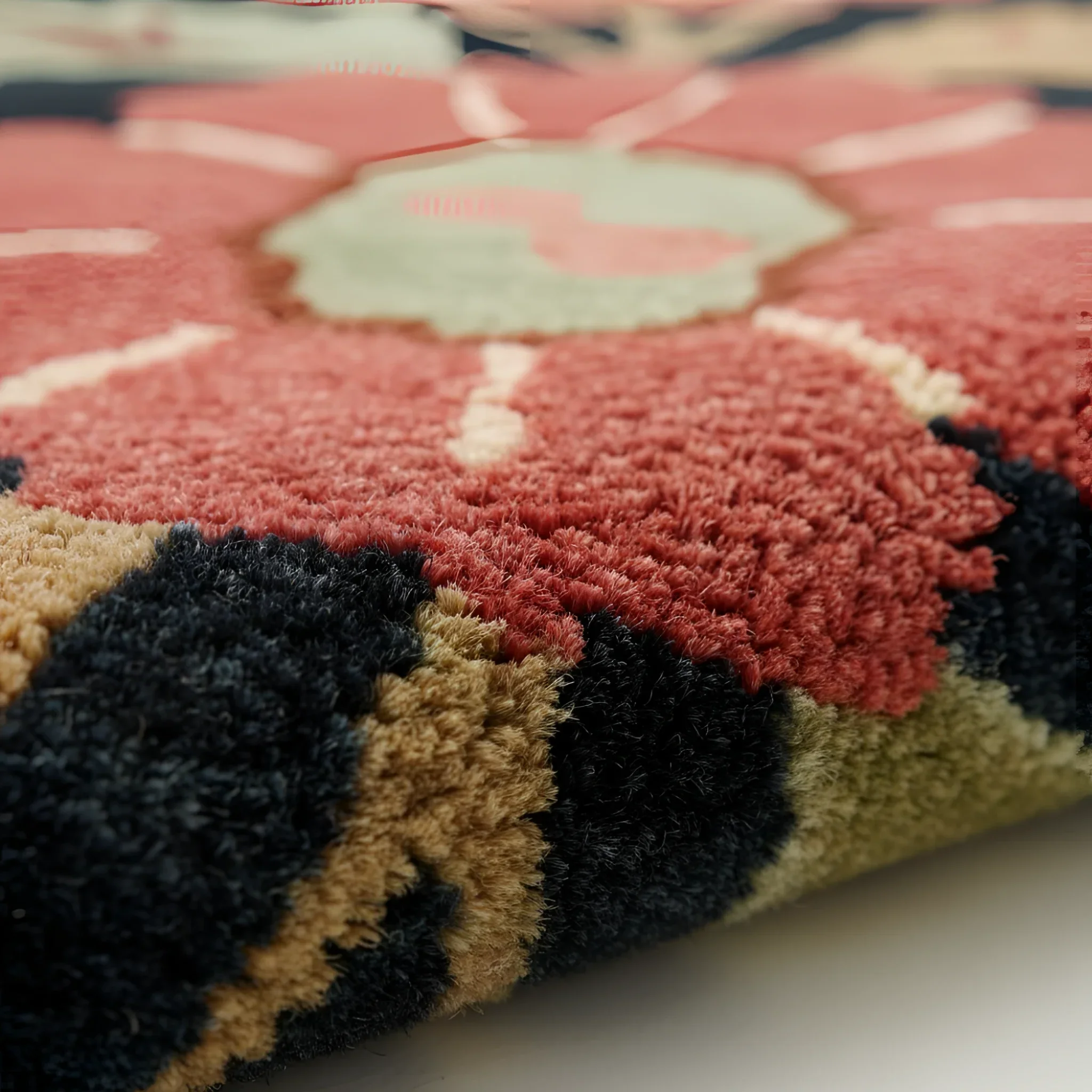 Crimson Blossom Hand Tufted Wool Rug - Image 3