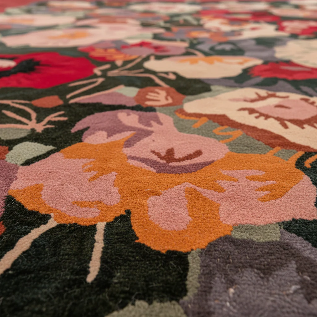 Crimson Flower Cascade Hand Tufted Rug - Image 7
