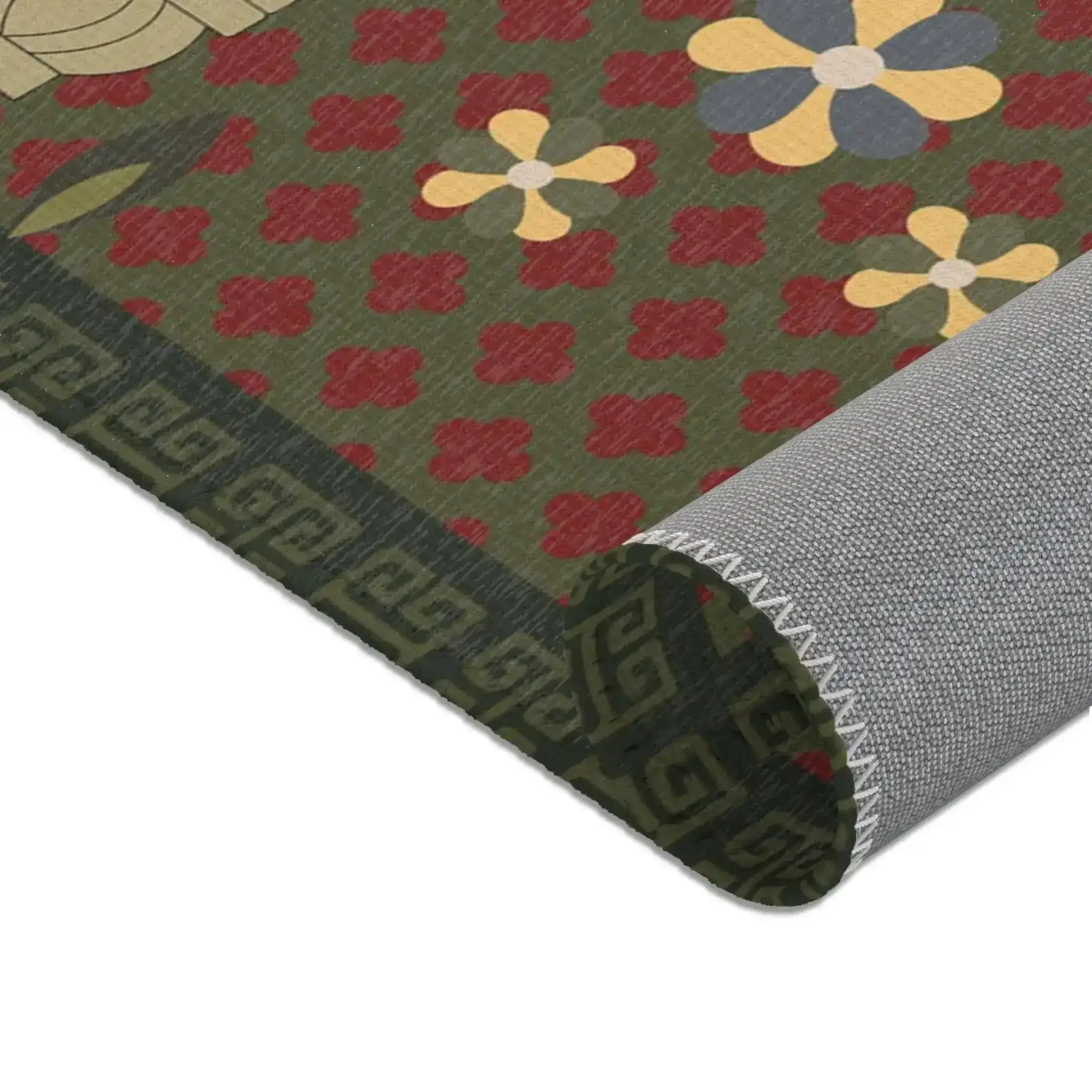 Crimson Lotus Medallion Accent Rug - Image 4
