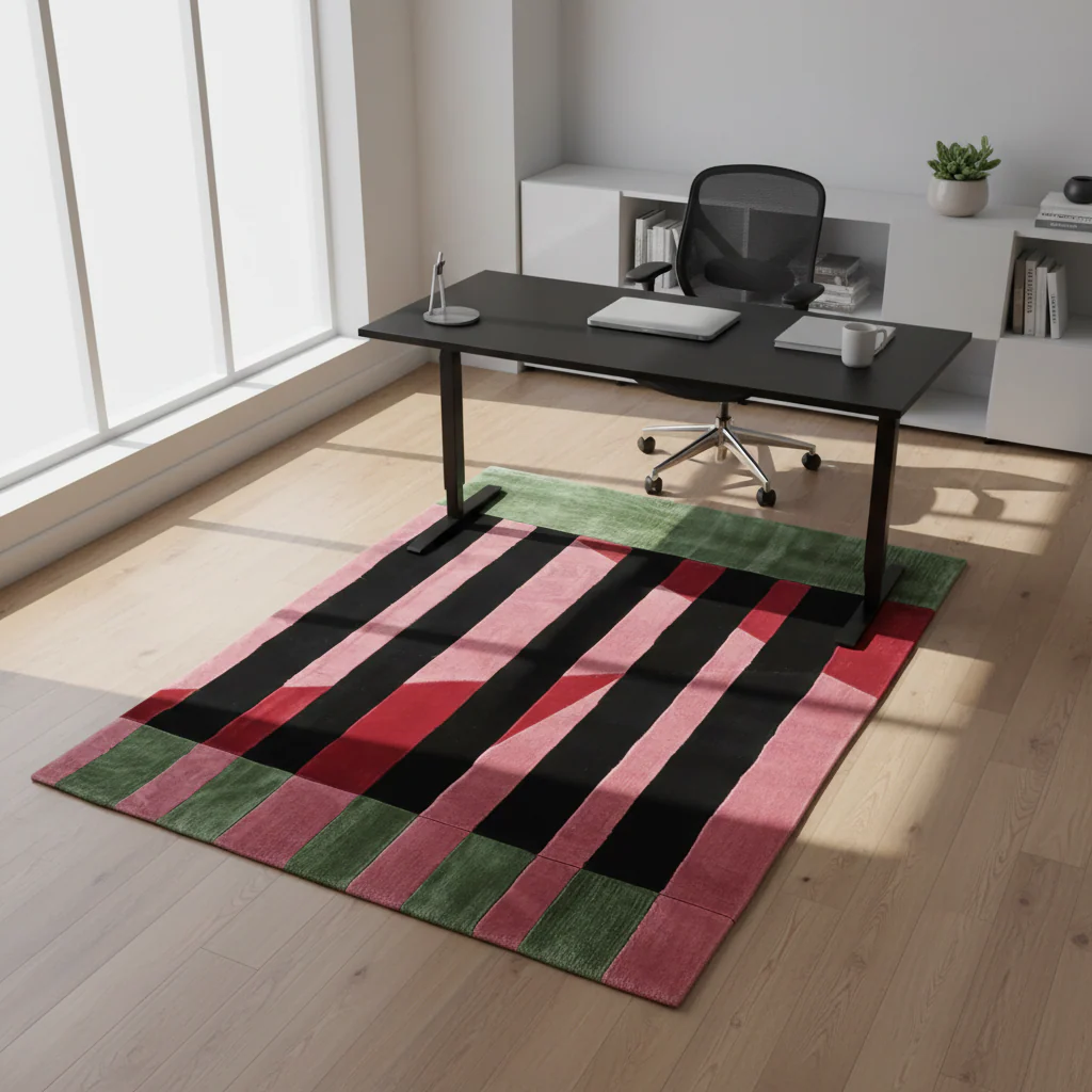Crimson Shadow Columns Hand Tufted Rug - Image 4