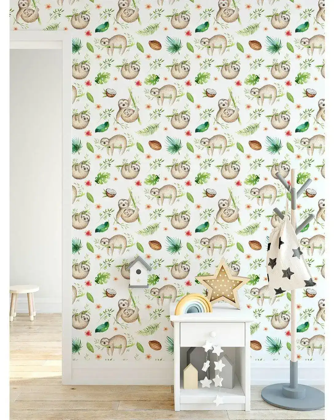 Cute Baby Sloth Kids Room Removable Wallpaper - Image 3
