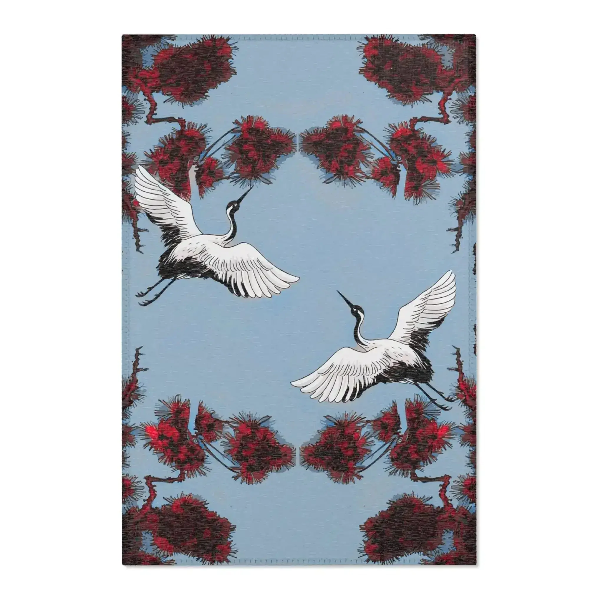 Dancing Cranes with Crimson Pines Accent Rug - Image 2