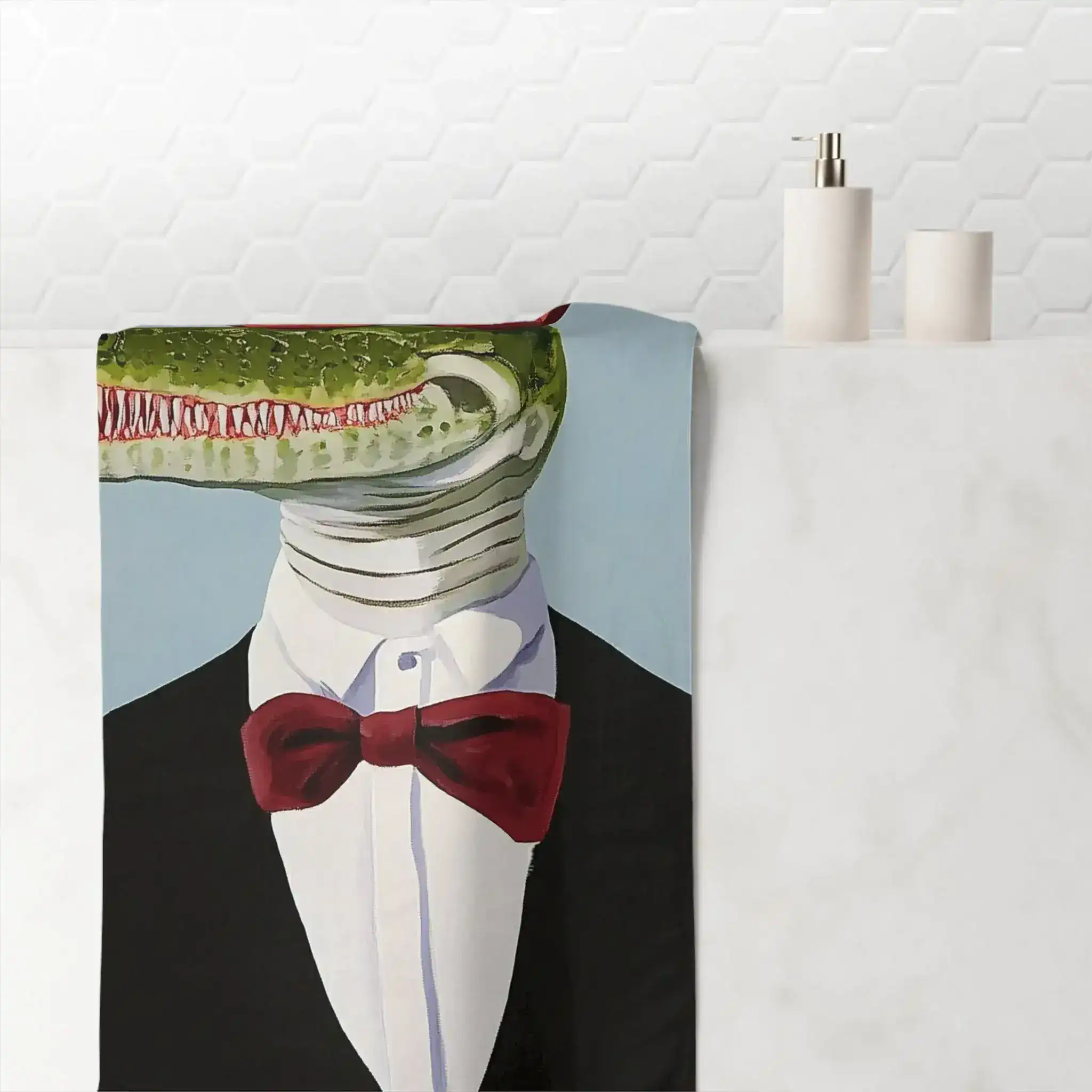 Dapper Alligator in Tuxedo Bath Towel - Image 4
