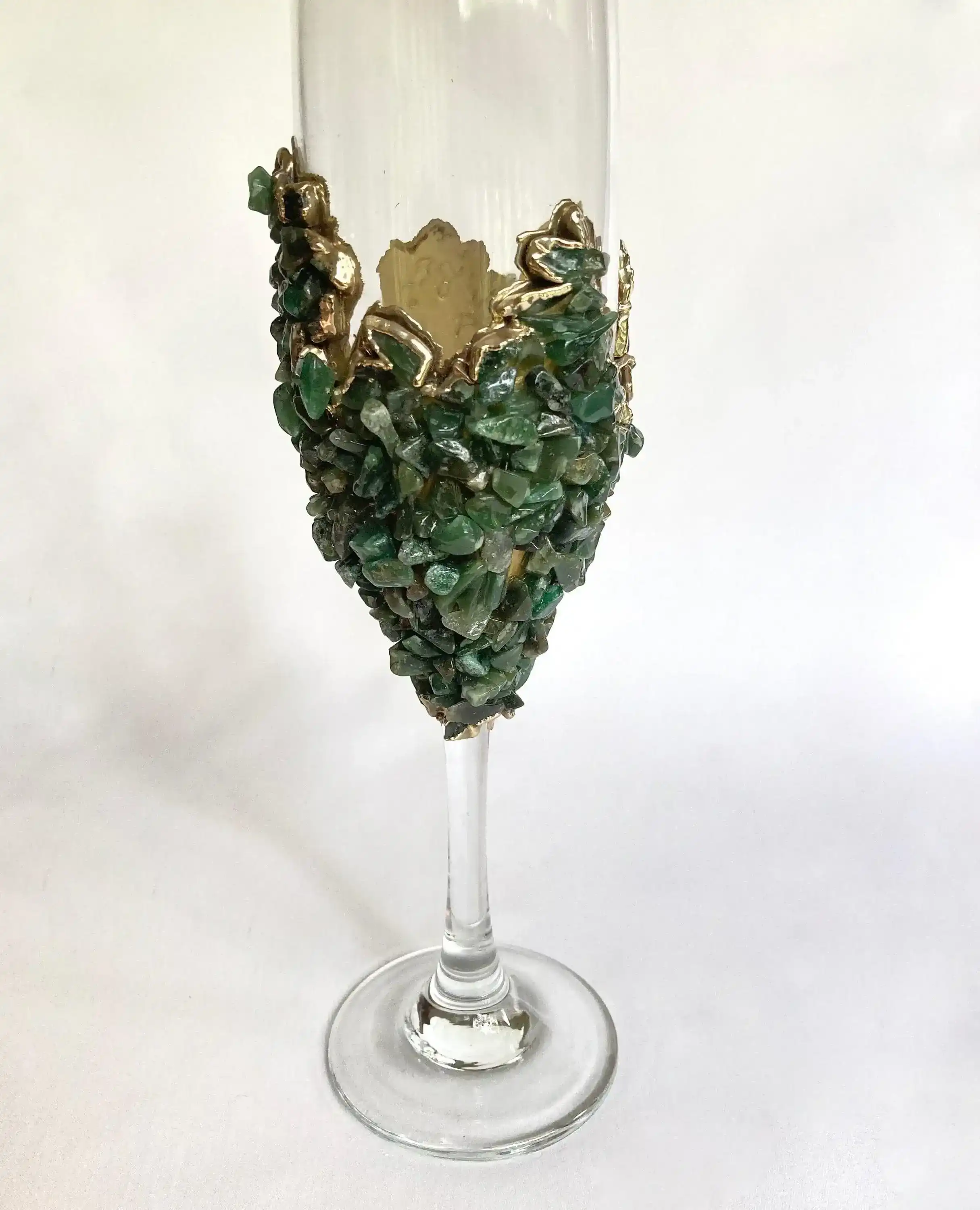 Dark Green Quartz Wine Glass - Set of 2 - Image 3