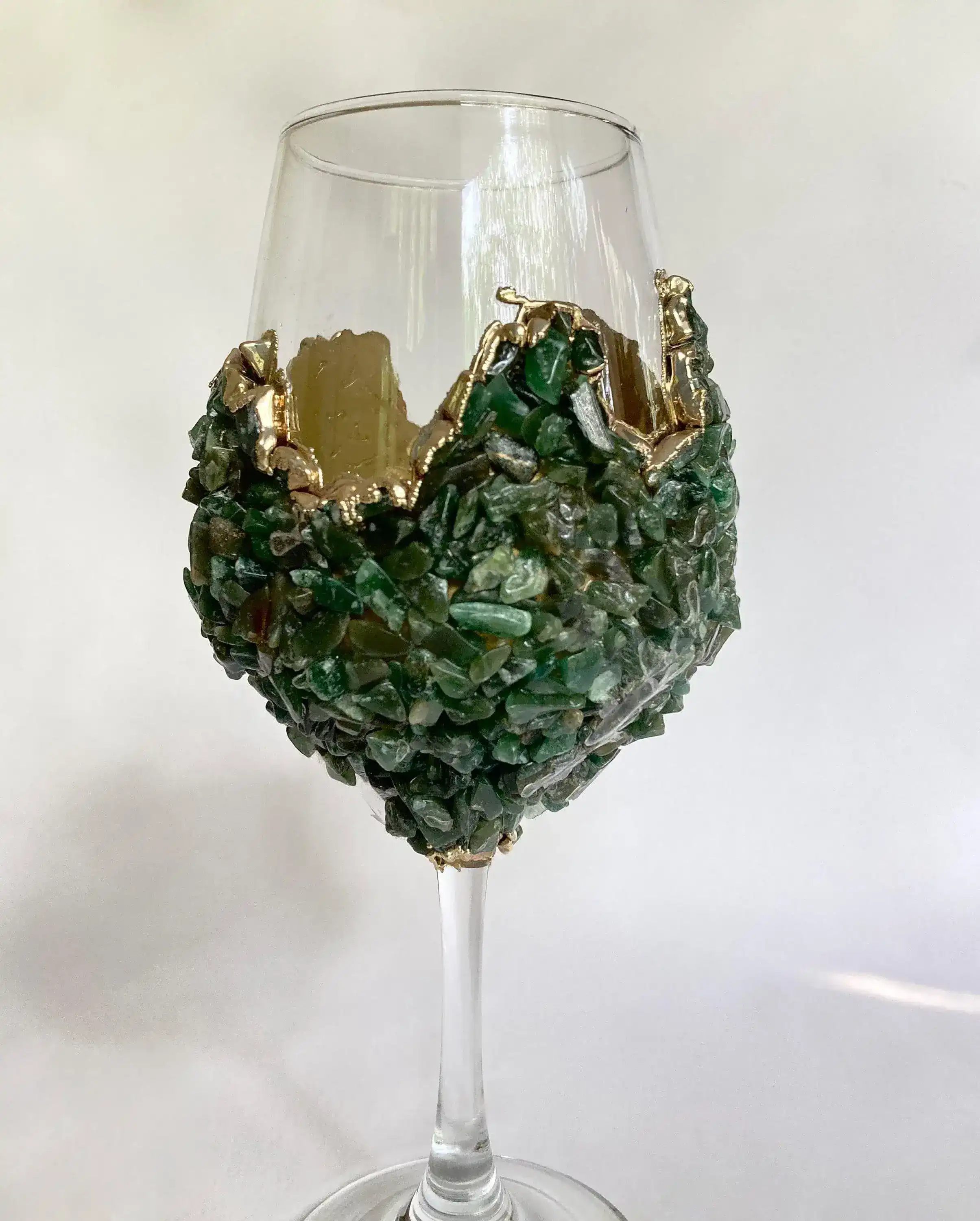 Dark Green Quartz Wine Glass - Set of 2 - Image 4
