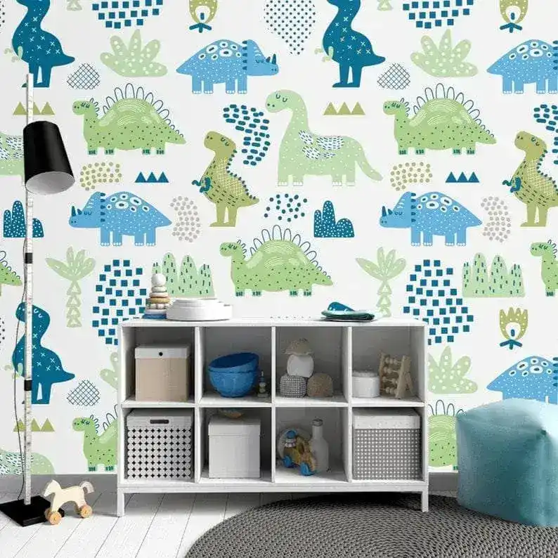 Dinosaurs in the Park Nursery Wallpaper - Image 2