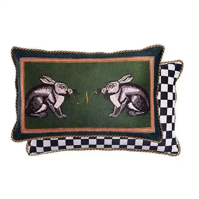 Double Rabbit Print Velvet Pillow Case - Image 3