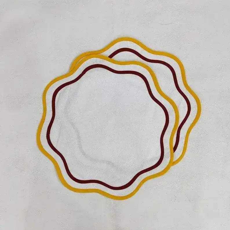 Double Trim Scalloped Round Cotton Placemats - Image 6