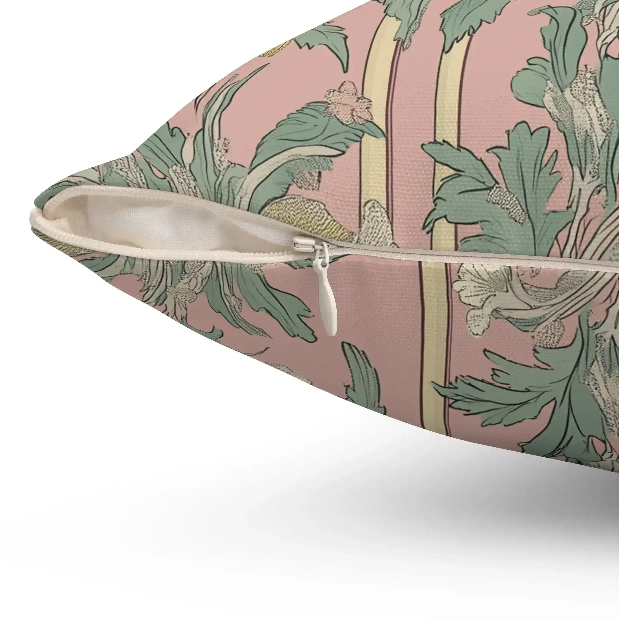 Dusty Rose Botanical Stripe Throw Pillow - Image 3