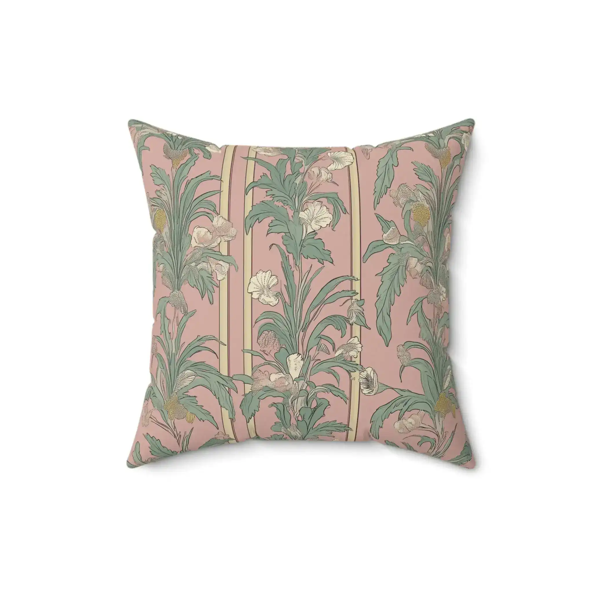 Dusty Rose Botanical Stripe Throw Pillow - Image 4
