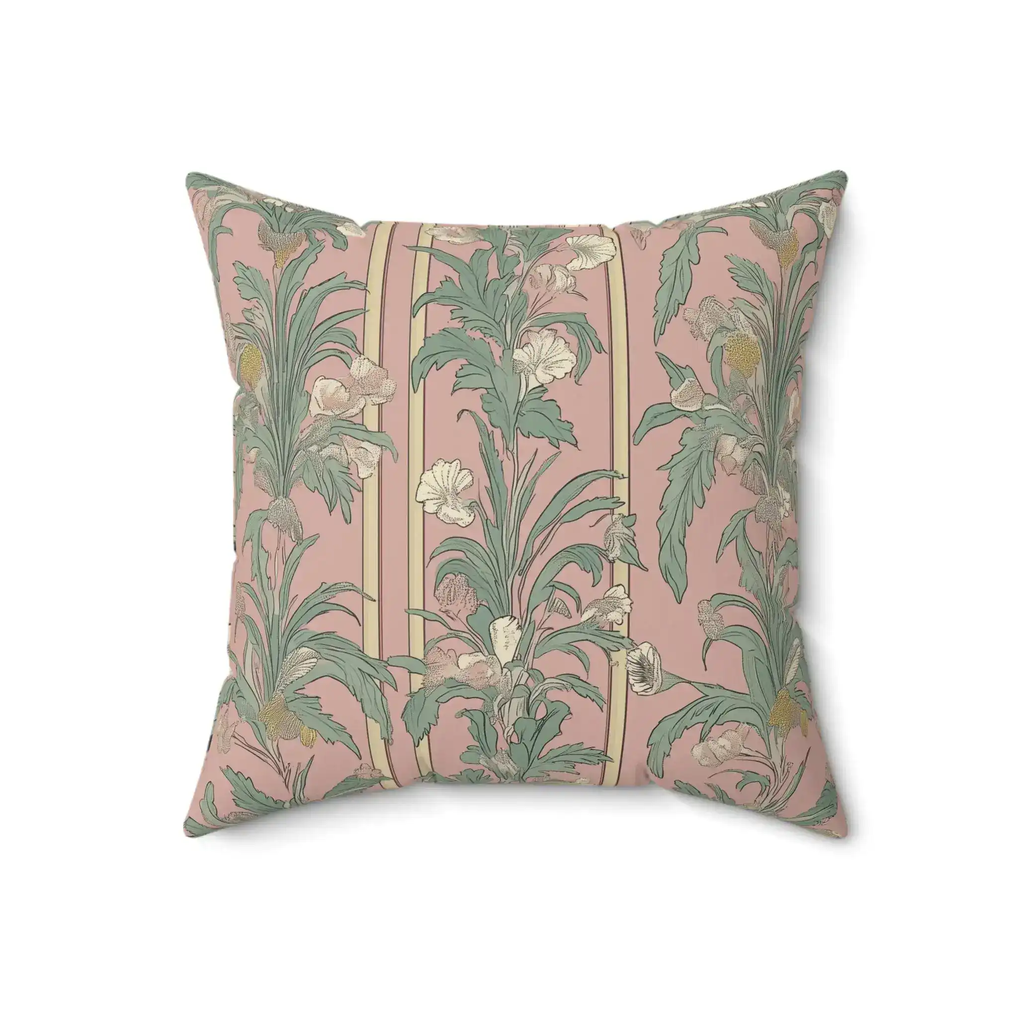 Dusty Rose Botanical Stripe Throw Pillow - Image 5