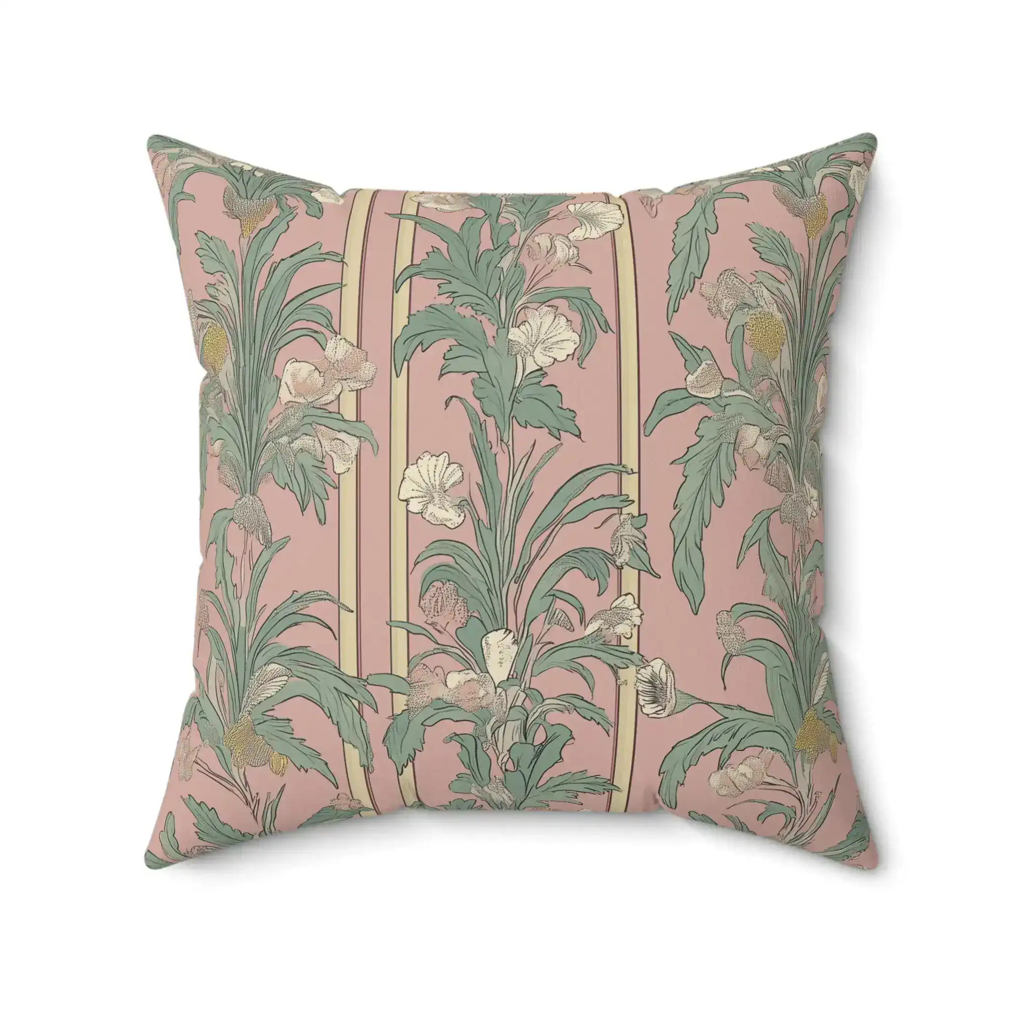 Dusty Rose Botanical Stripe Throw Pillow - Image 6