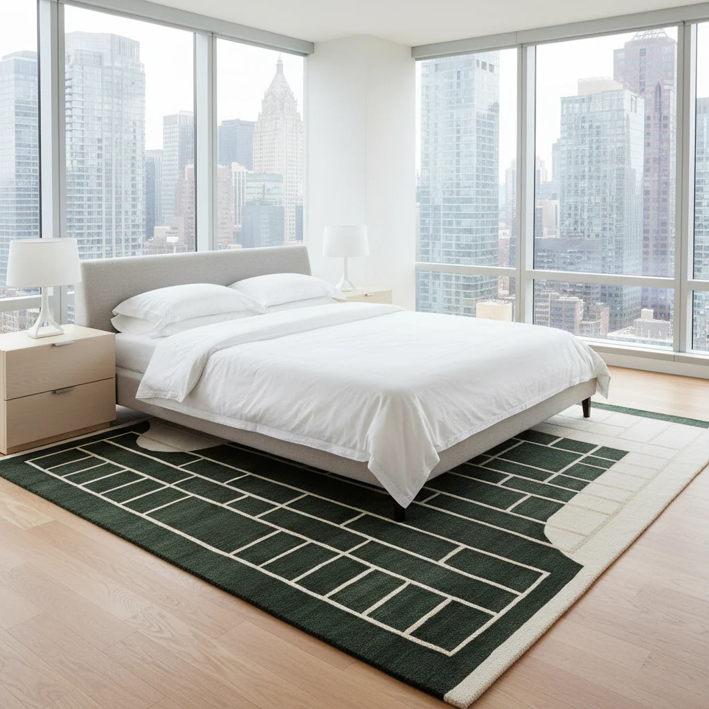 Ebony Lattice Dream Knotted Wool Rug - Image 2