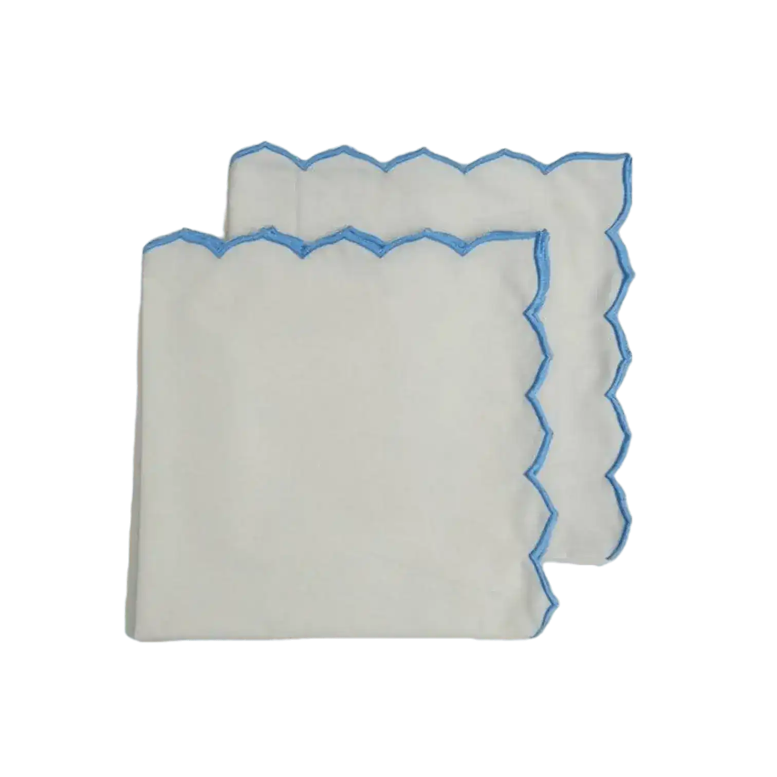Edgy Scallop Trim White Cotton Napkins - Image 6