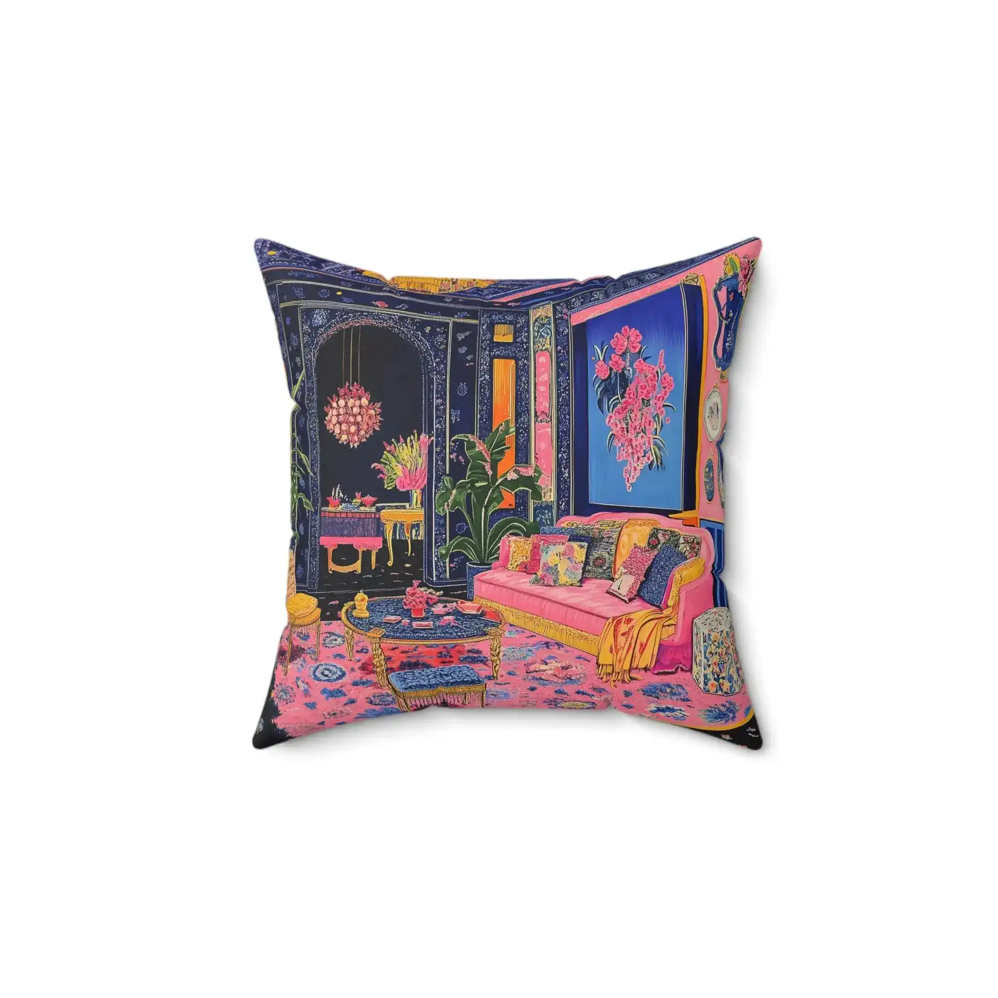 Electric Bloom Throw Pillow