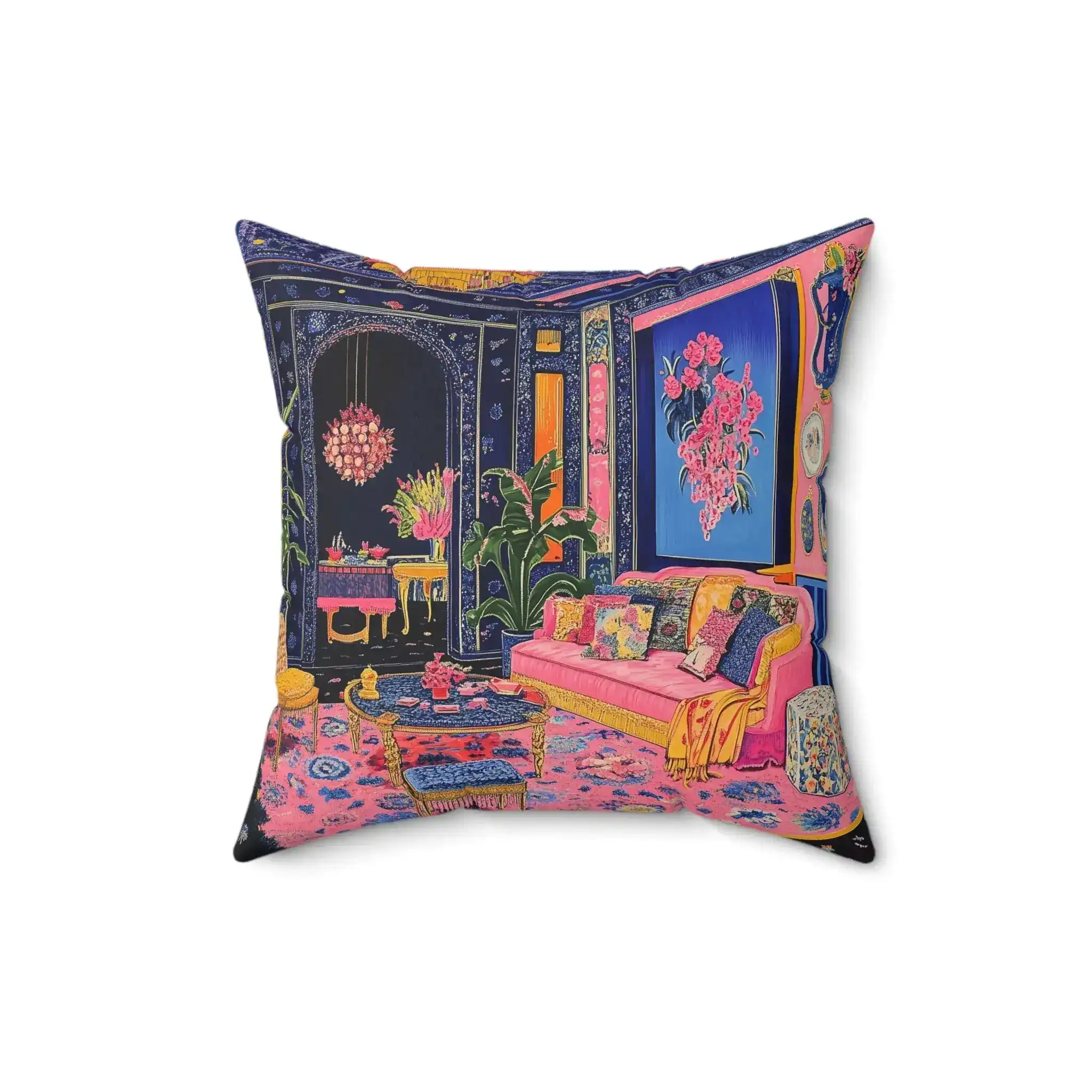 Electric Bloom Throw Pillow - Image 2