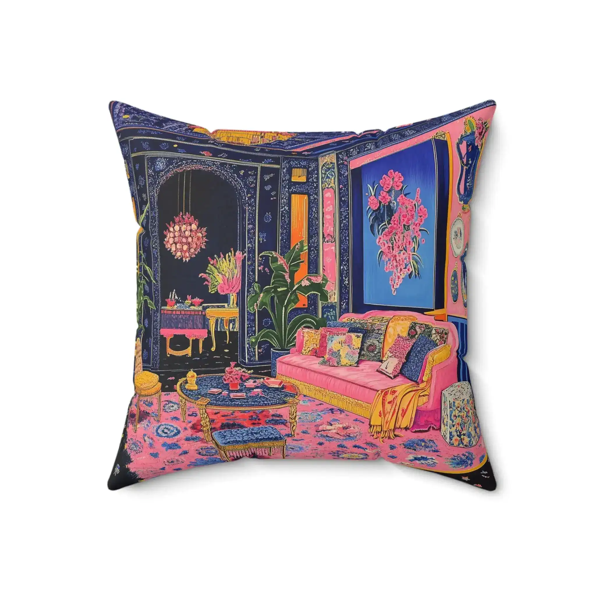 Electric Bloom Throw Pillow - Image 3